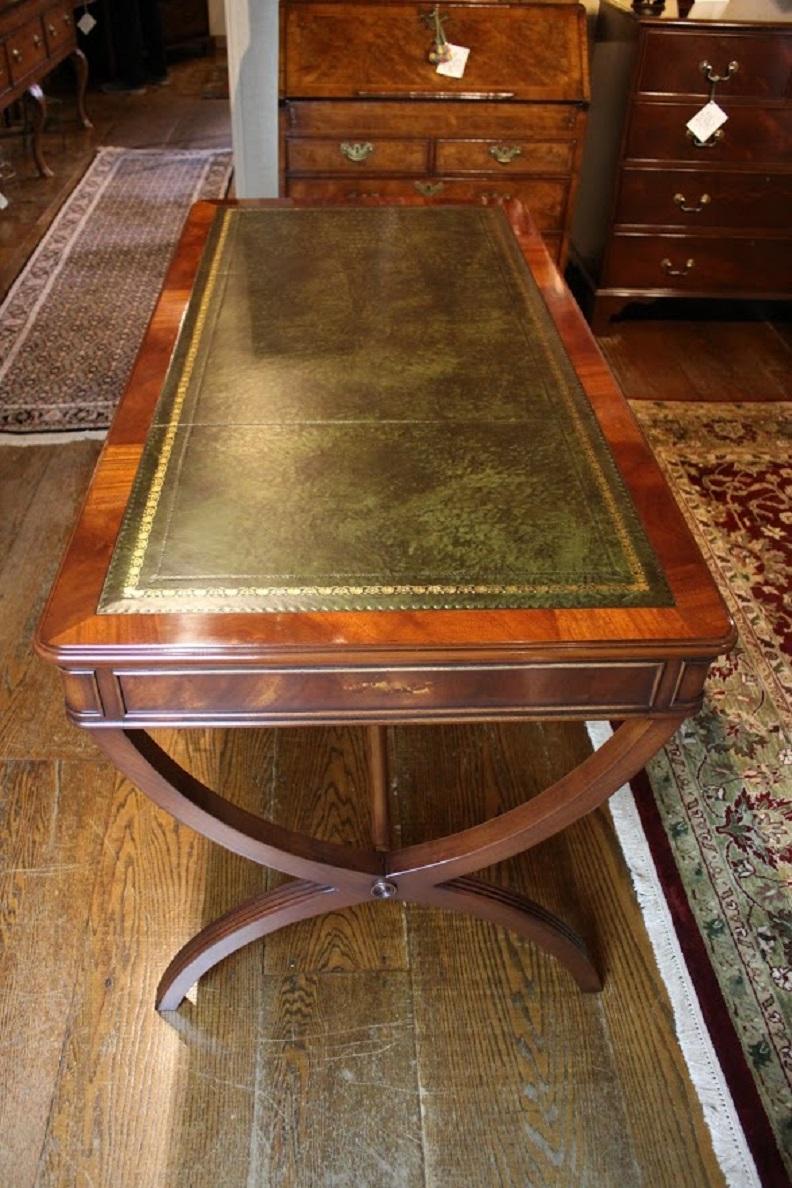 Contemporary Custom Mahogany Crossed Sabre Leg Writing Table For Sale