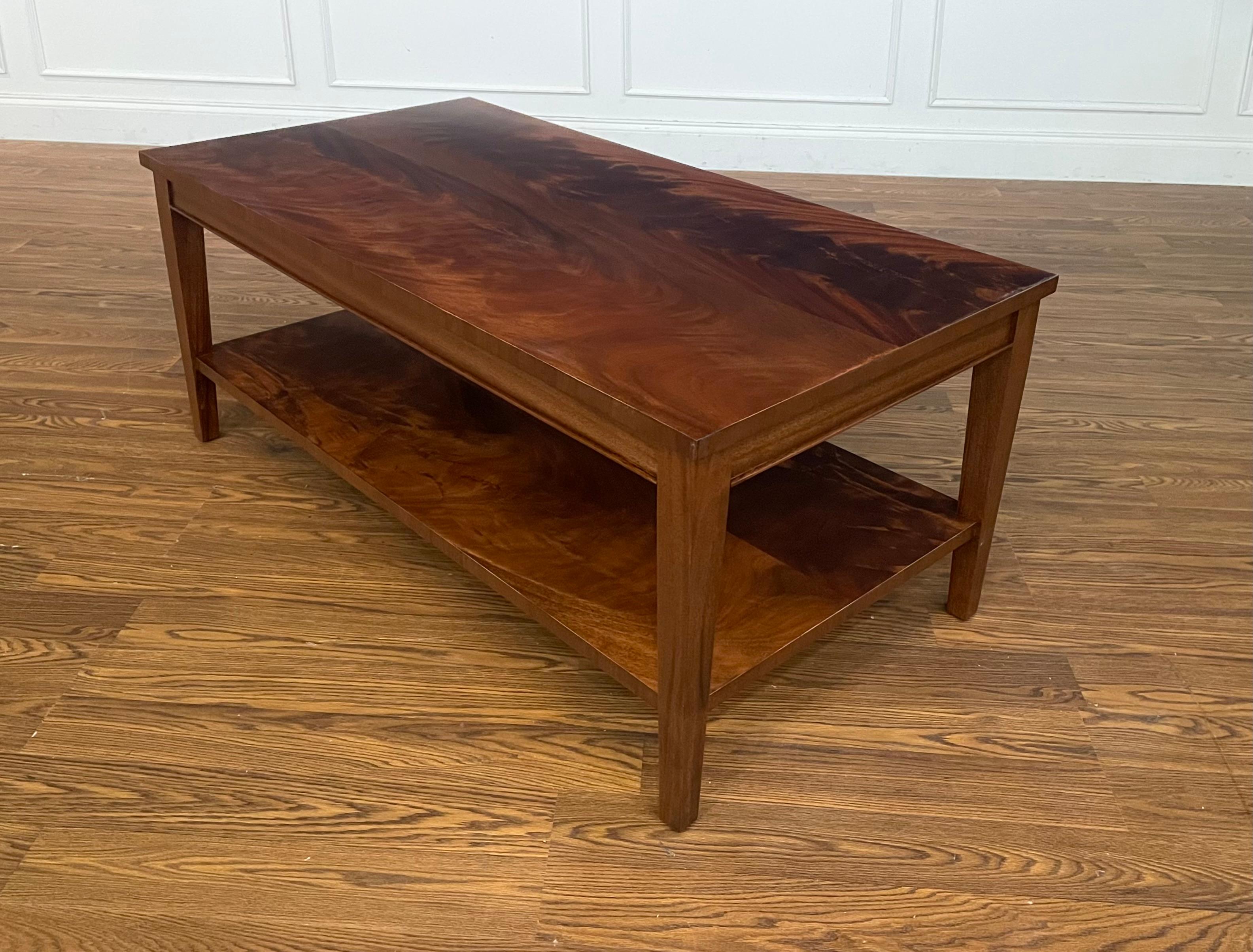  Custom Mahogany Rectangular Cocktail Table  In New Condition For Sale In Suwanee, GA