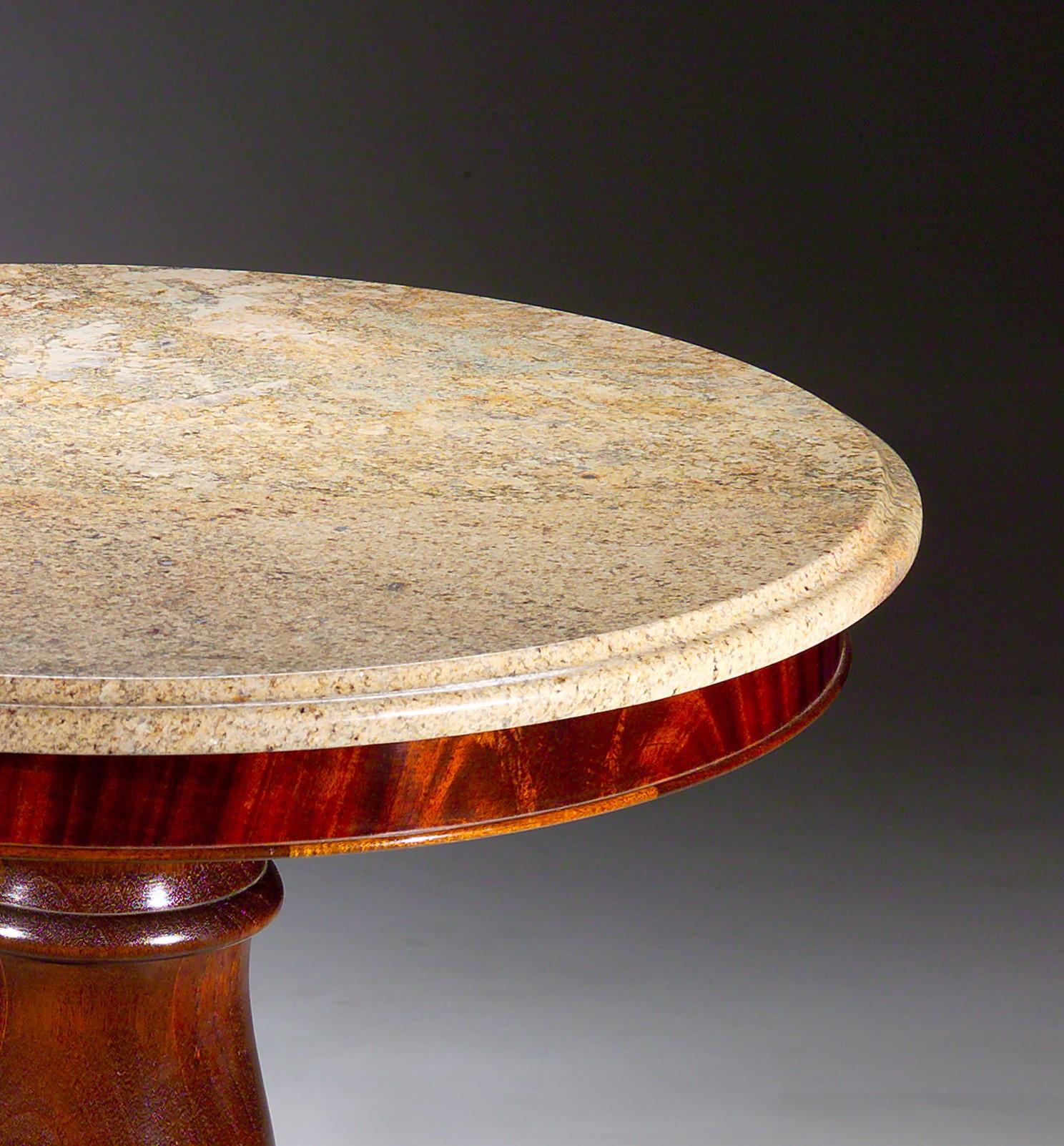 American Custom Mahogany Side Table with Italian Marble Top For Sale