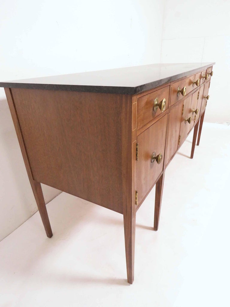 Custom Mahogany Sideboard with Granite Top in a Modernist Sheraton