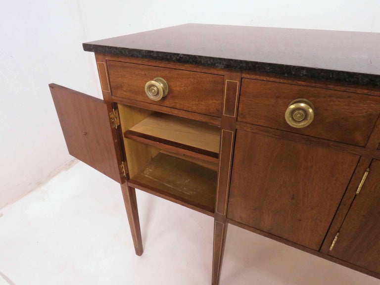 Custom Mahogany Sideboard with Granite Top in a Modernist Sheraton