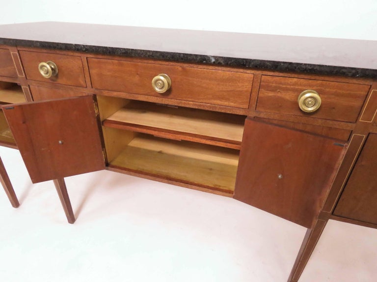 Custom Mahogany Sideboard with Granite Top in a Modernist Sheraton