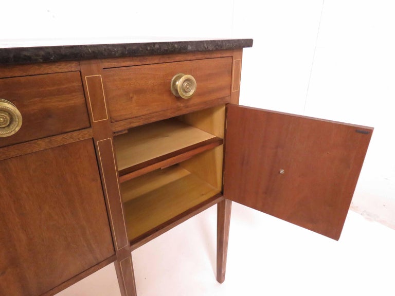 Custom Mahogany Sideboard with Granite Top in a Modernist Sheraton