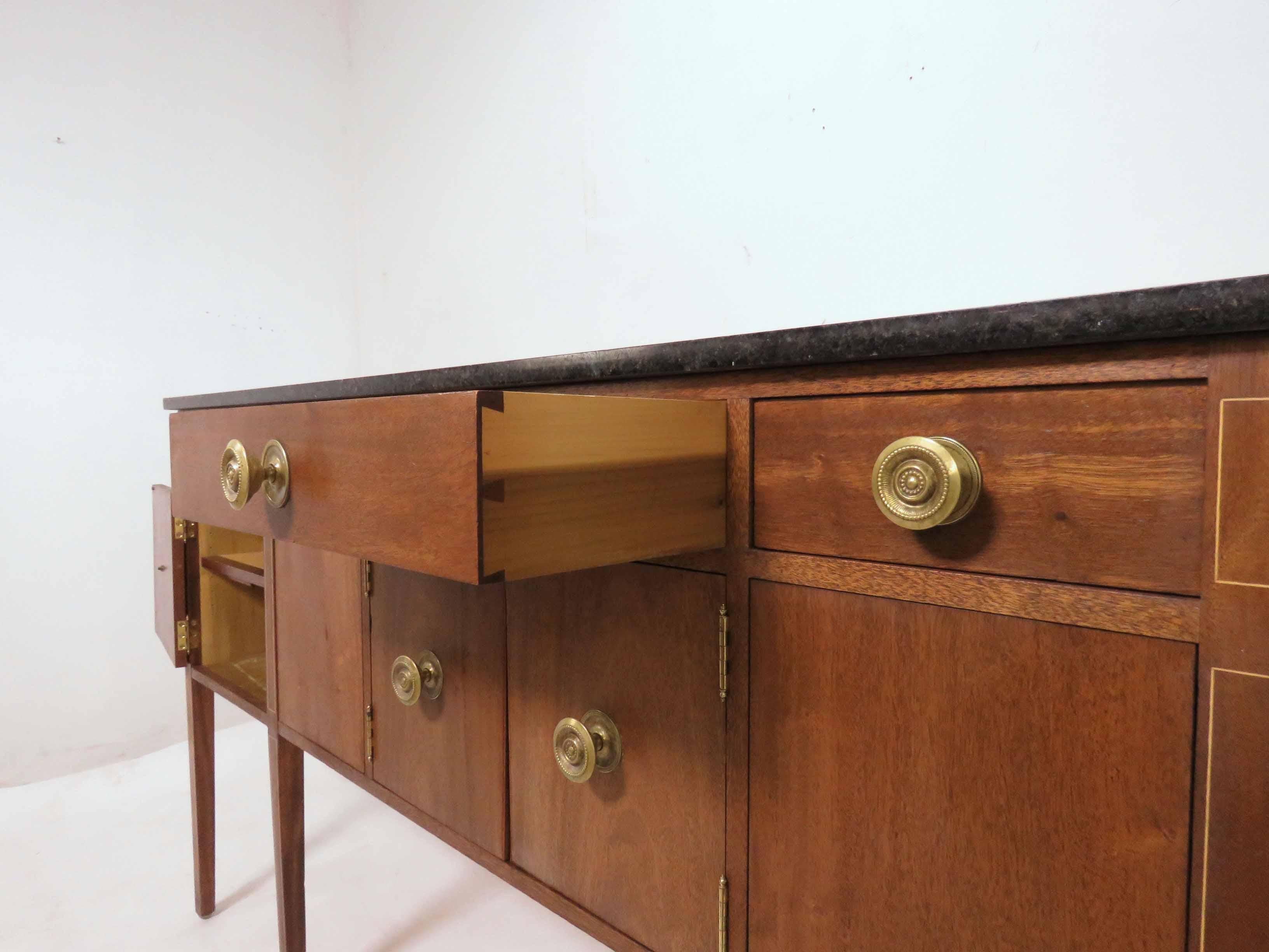 Custom Mahogany Sideboard with Granite Top in a Modernist Sheraton Style 8