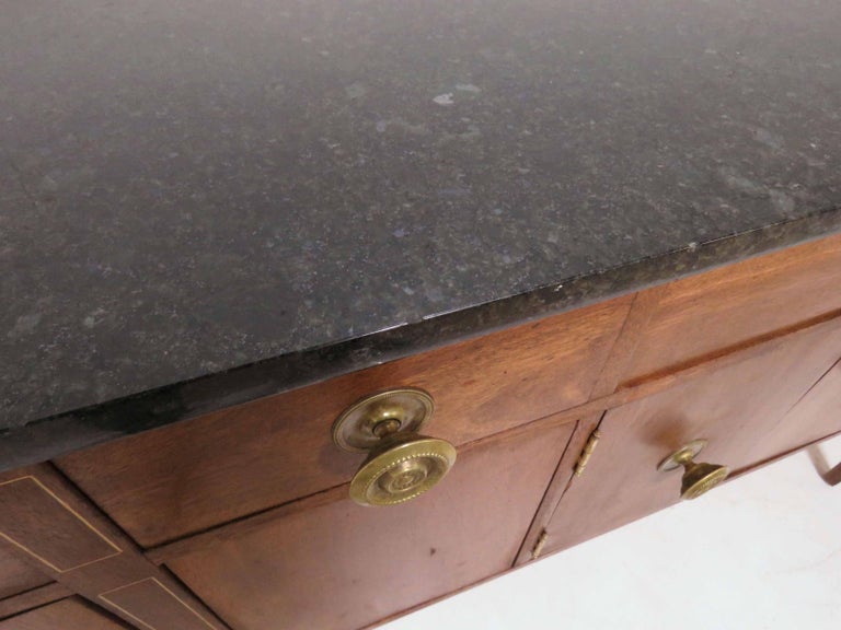 Custom Mahogany Sideboard with Granite Top in a Modernist Sheraton