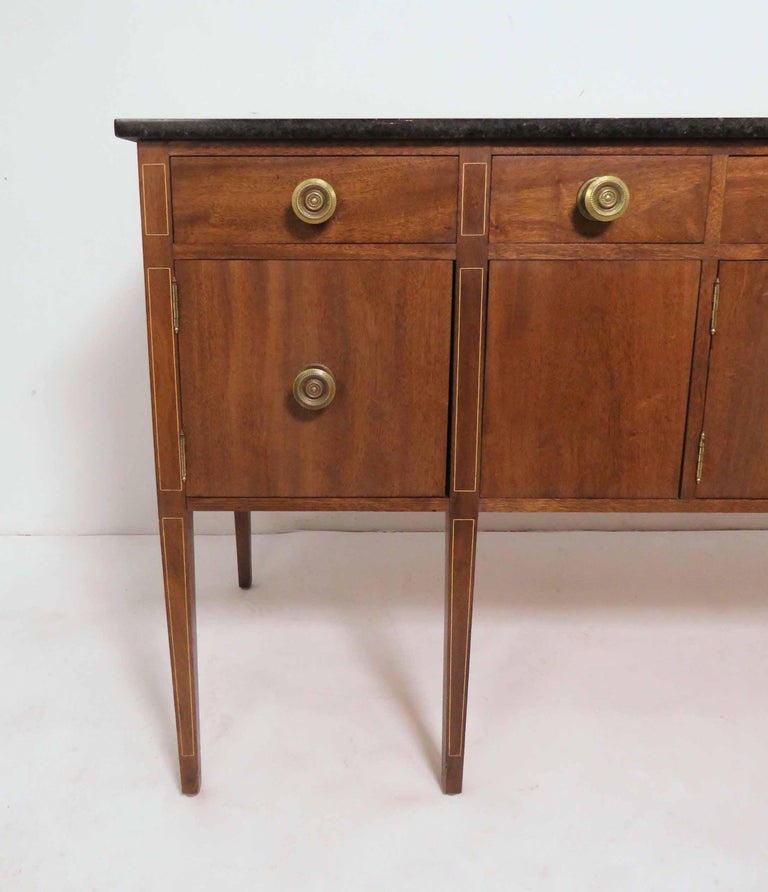 Custom Mahogany Sideboard with Granite Top in a Modernist Sheraton