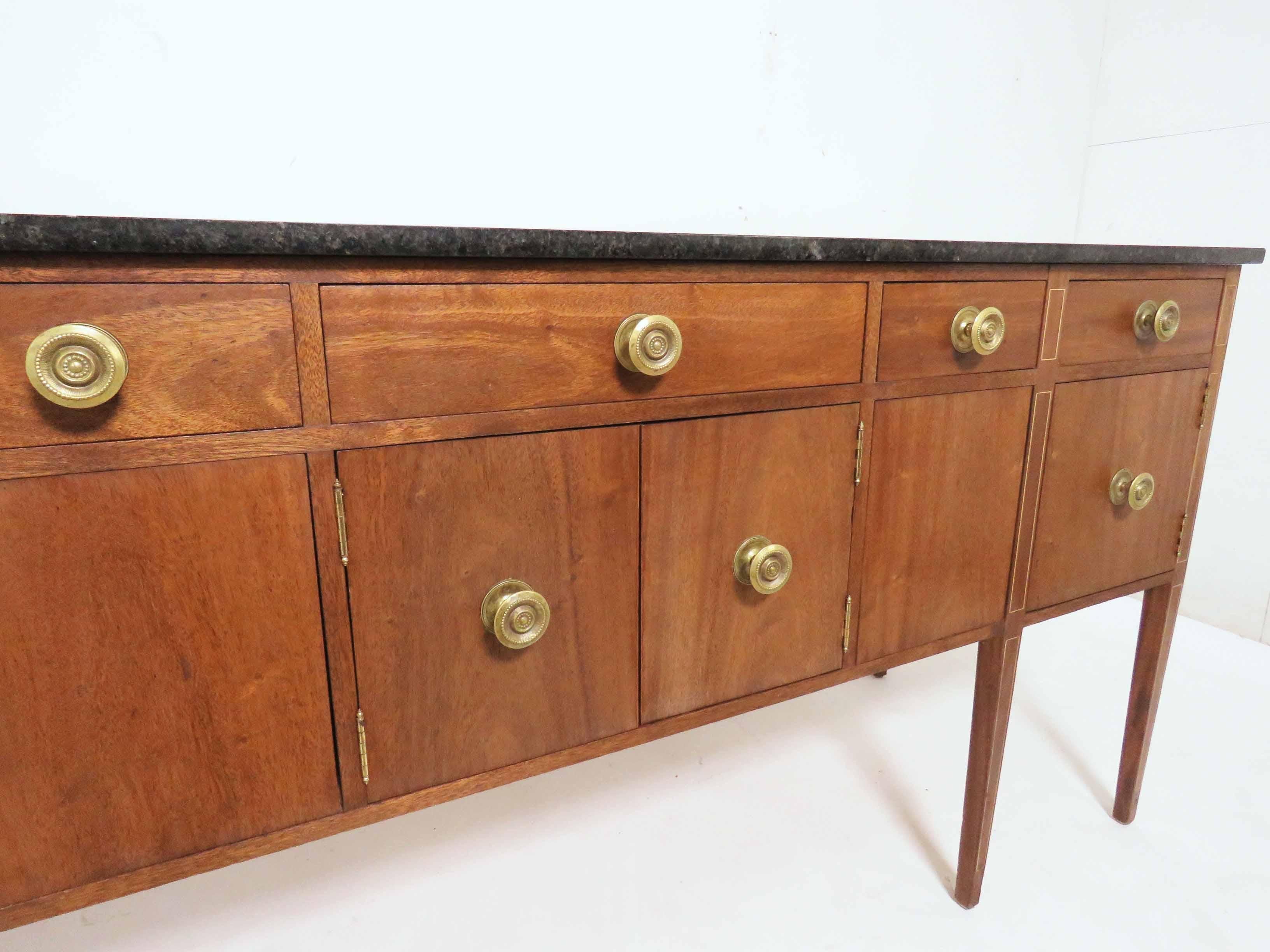 American Custom Mahogany Sideboard with Granite Top in a Modernist Sheraton Style
