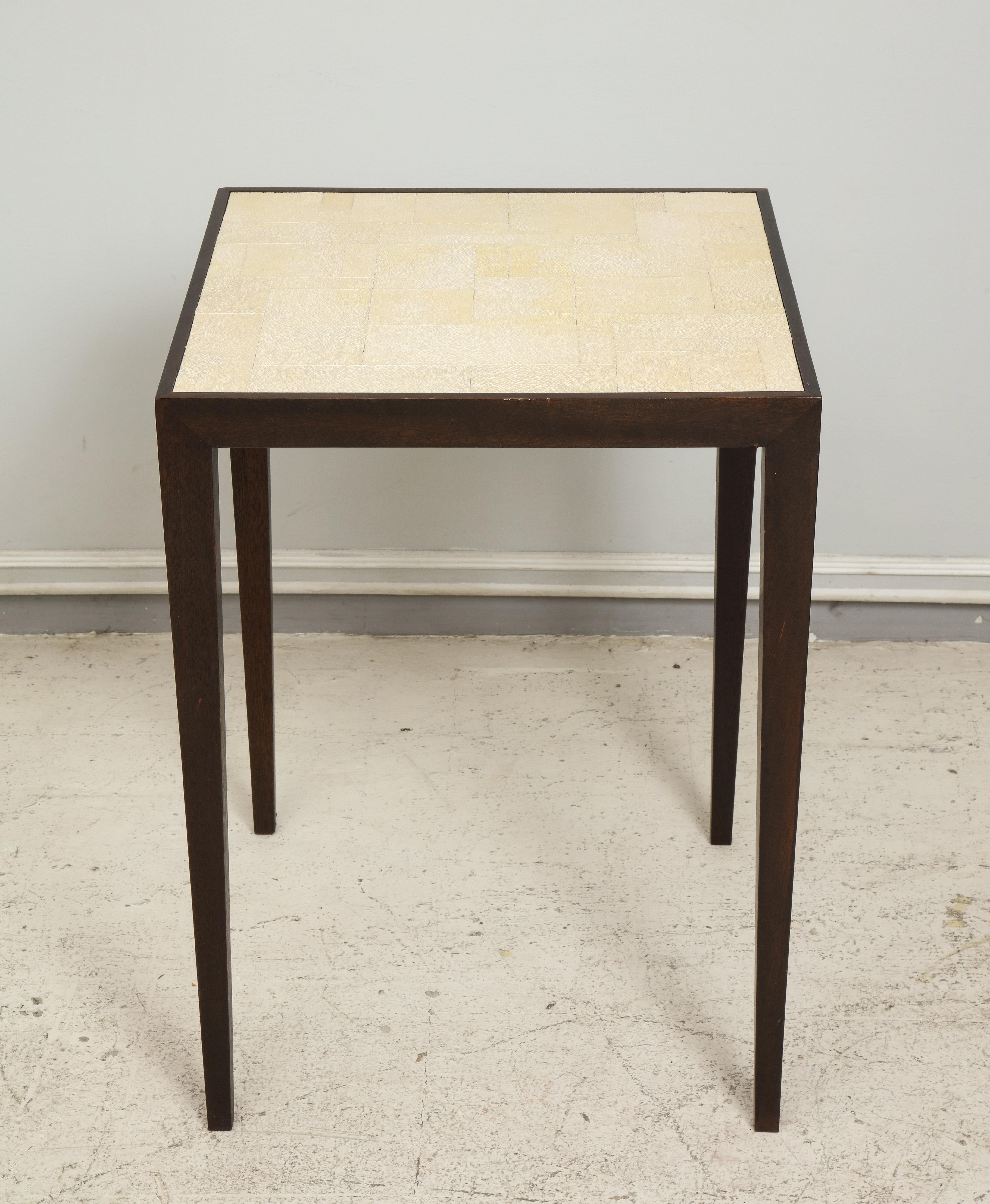 Custom Mahogany Table with Shagreen Top In New Condition For Sale In New York, NY