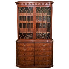 Vintage Custom Mahogany Ten Drawer China Cabinet / Bookcase for Beacon Hill by Kaplan