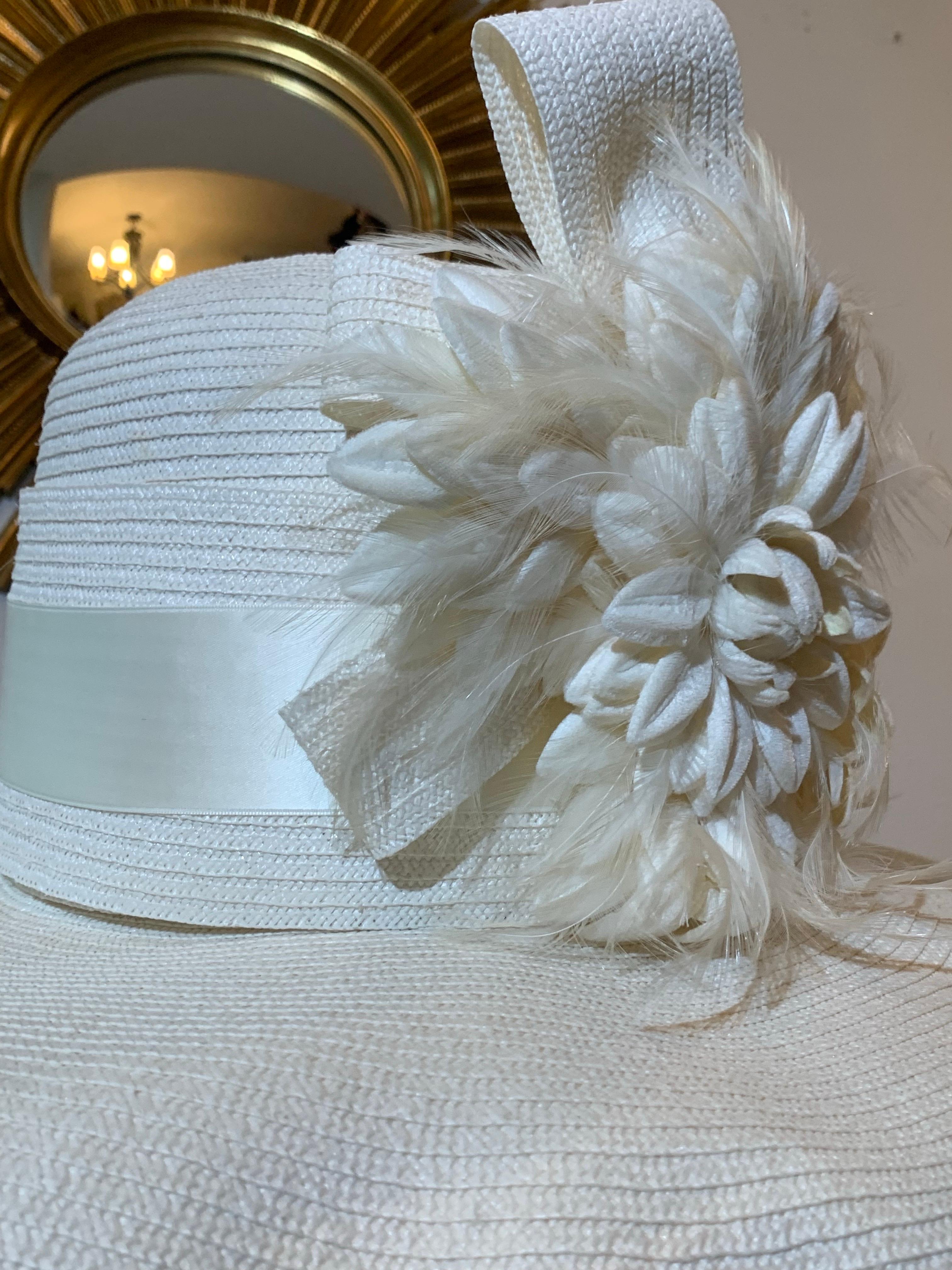 Maison Michel Off-White Milan Strawwheel Tall Crown Spring Hat sur mesure en vente 5