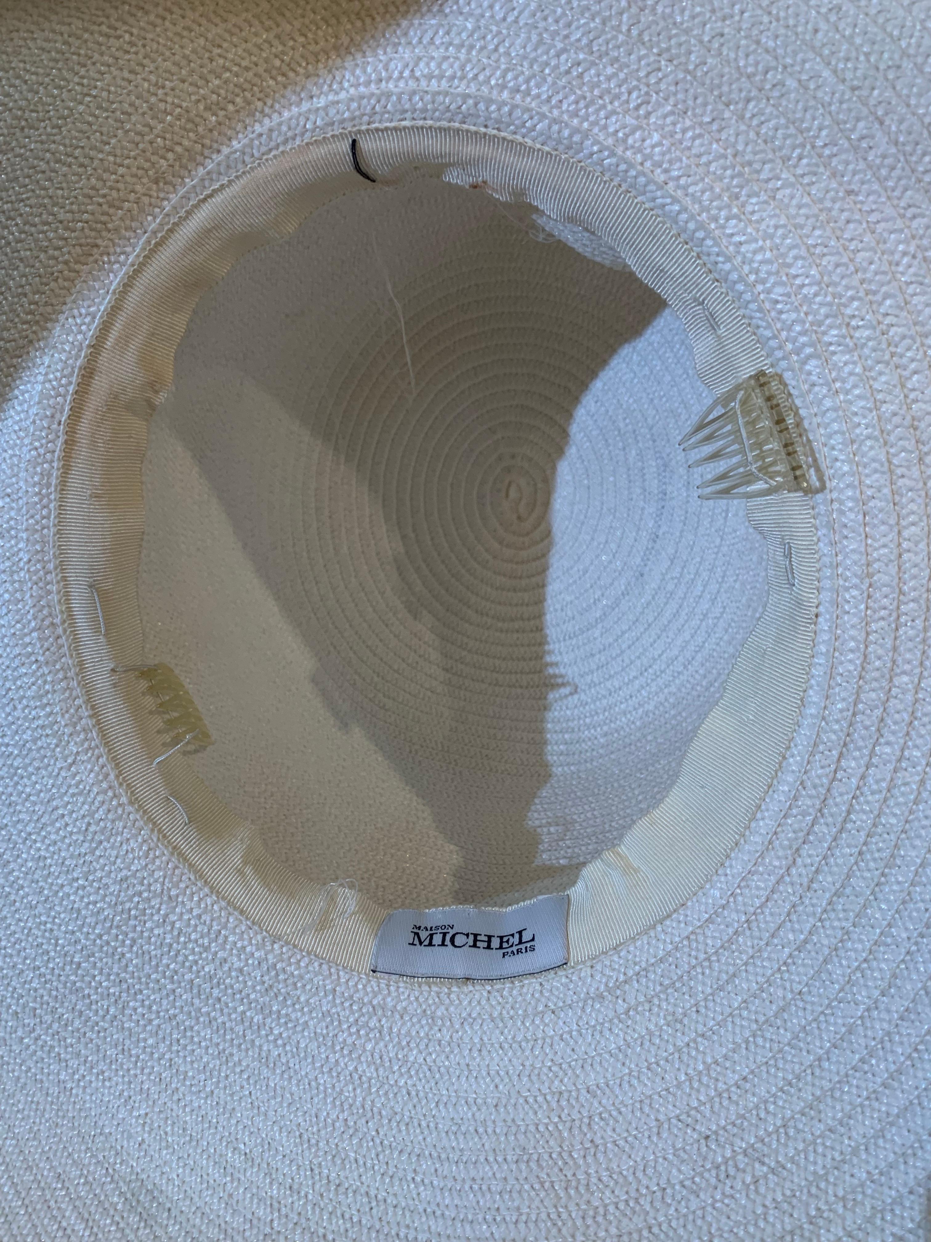 Maison Michel Off-White Milan Strawwheel Tall Crown Spring Hat sur mesure en vente 8