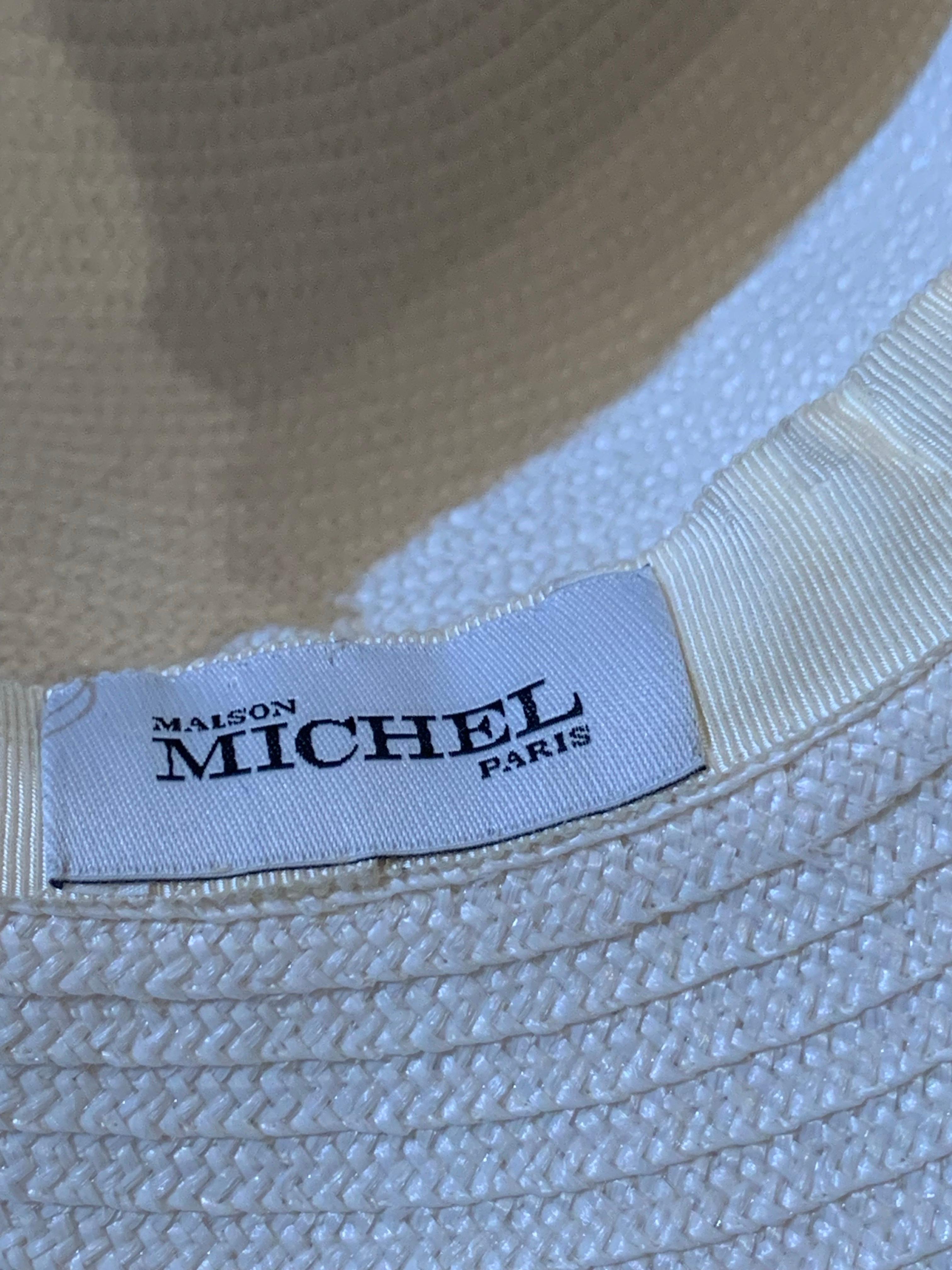 Maison Michel Off-White Milan Strawwheel Tall Crown Spring Hat sur mesure en vente 9
