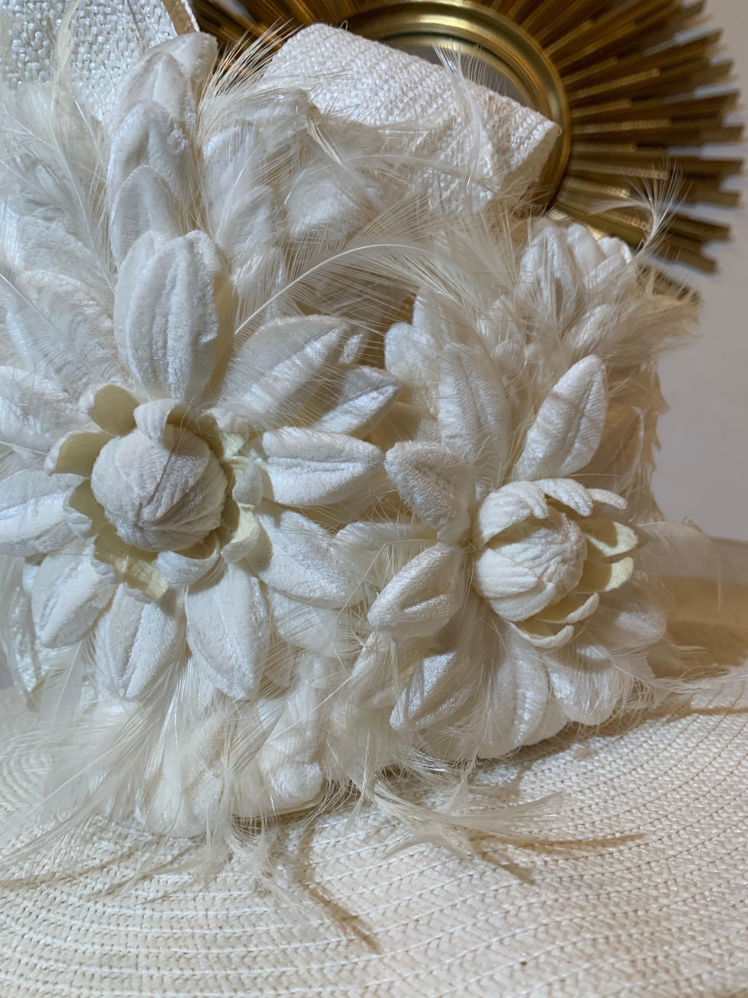 Maison Michel Off-White Milan Strawwheel Tall Crown Spring Hat sur mesure Excellent état - En vente à Gresham, OR