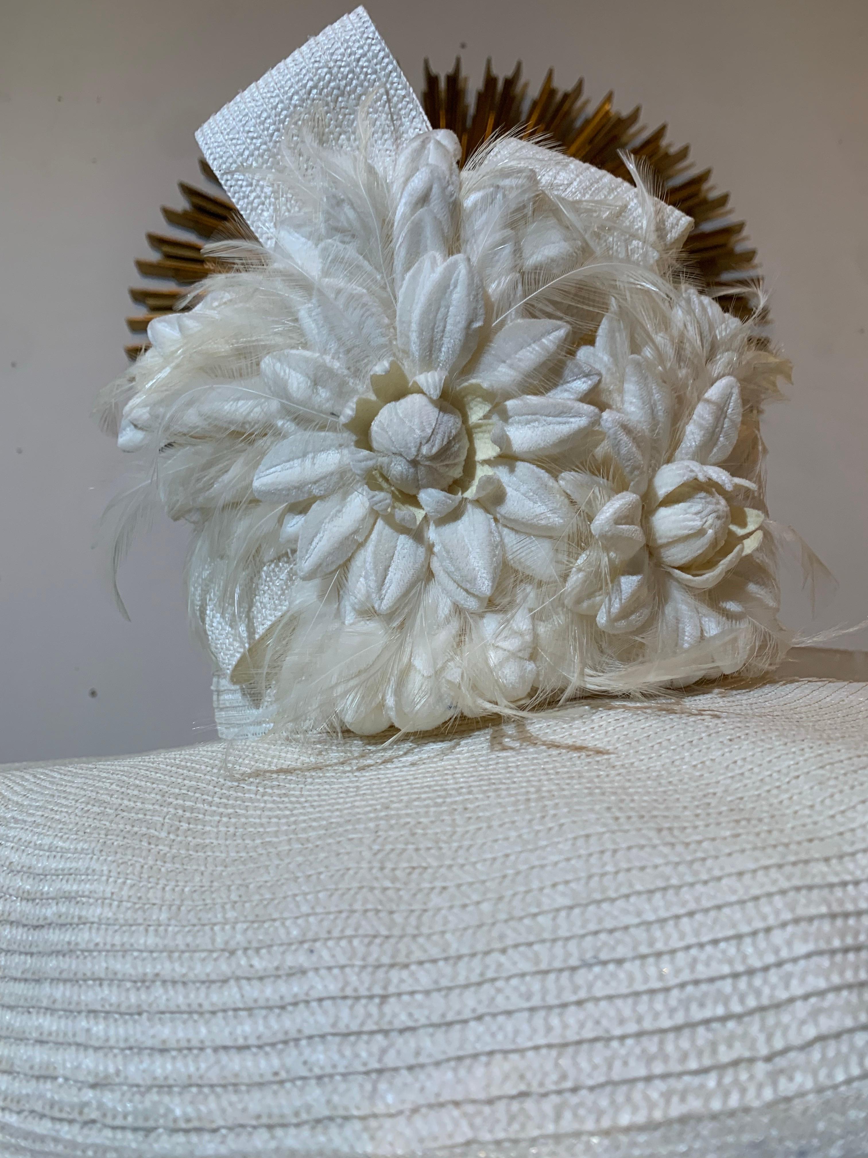 Maison Michel Off-White Milan Strawwheel Tall Crown Spring Hat sur mesure Pour femmes en vente