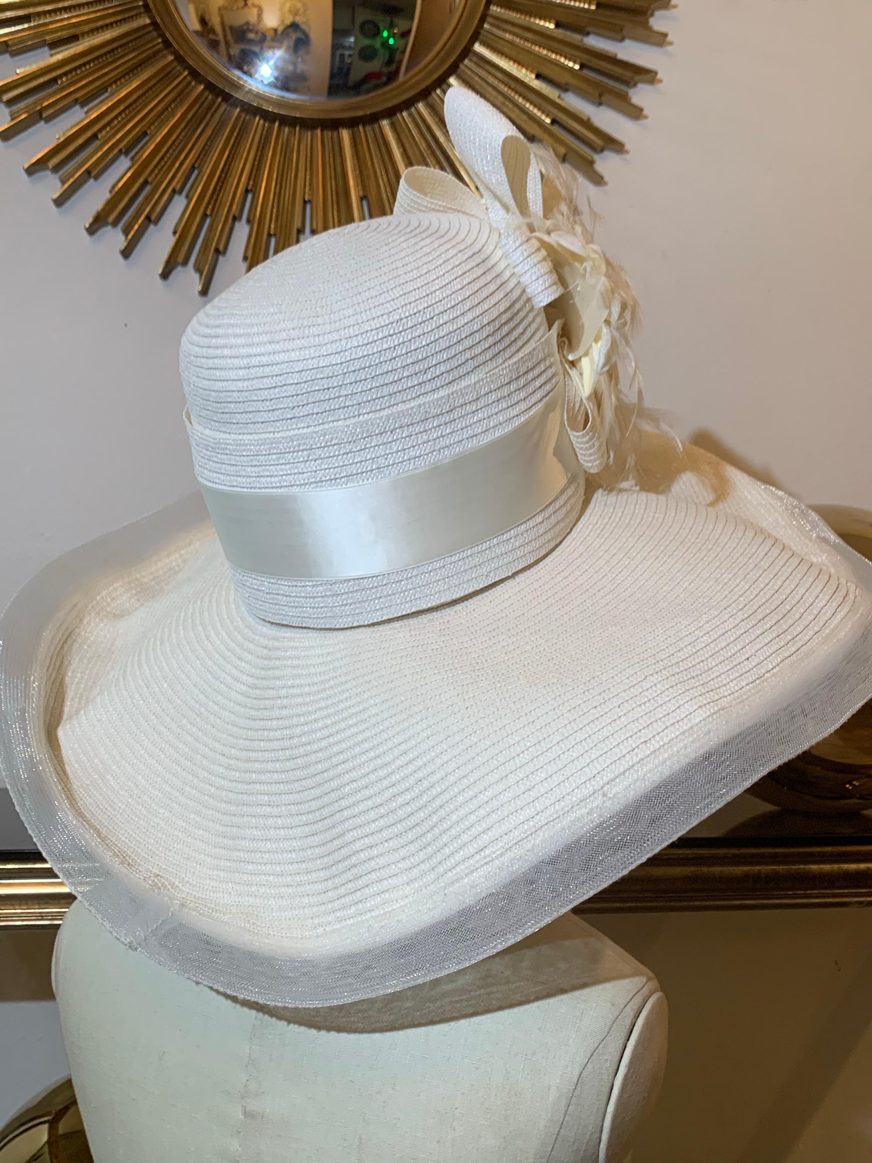 Maison Michel Off-White Milan Strawwheel Tall Crown Spring Hat sur mesure en vente 1
