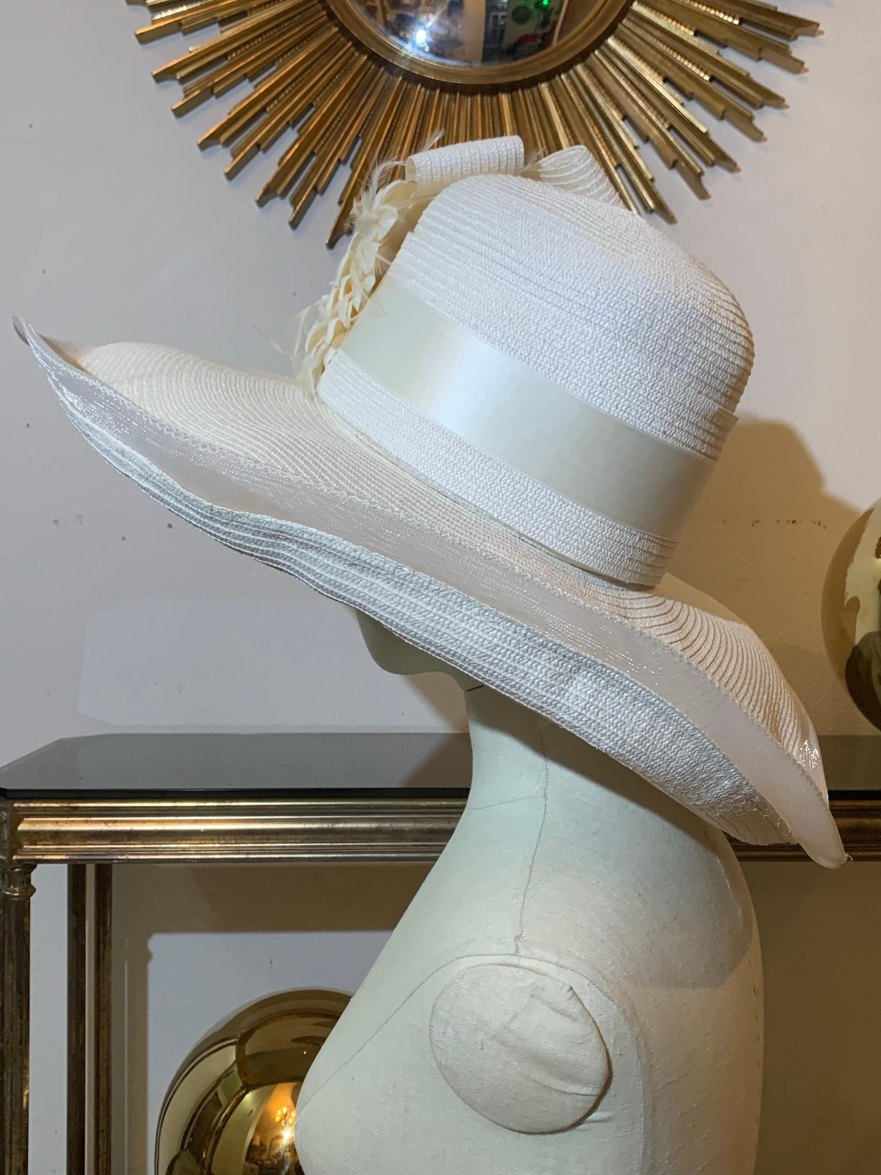 Maison Michel Off-White Milan Strawwheel Tall Crown Spring Hat sur mesure en vente 2