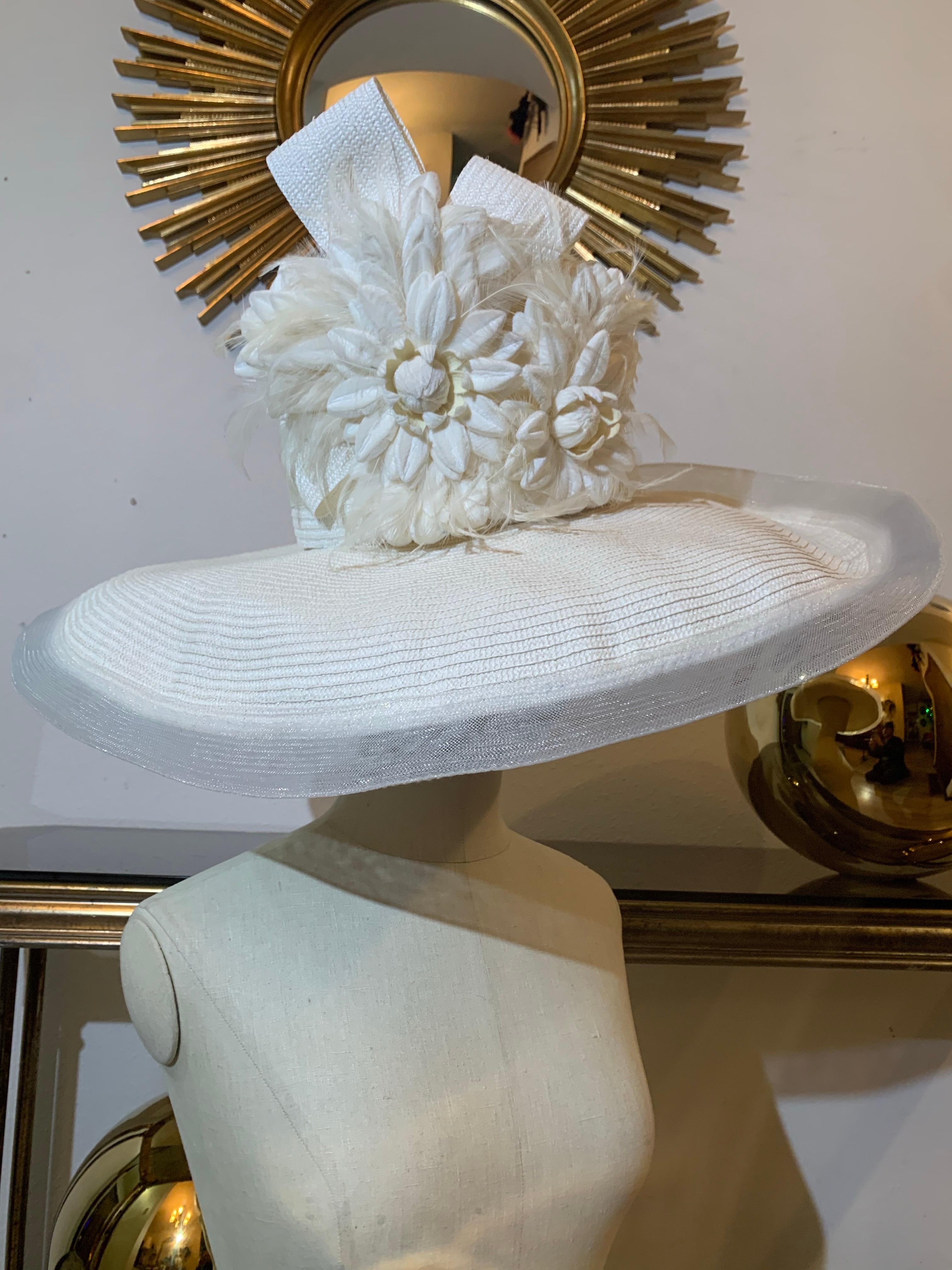 Maison Michel Off-White Milan Strawwheel Tall Crown Spring Hat sur mesure en vente 3