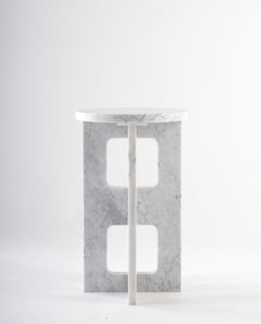 Custom Marble End Table, Carrara Honed