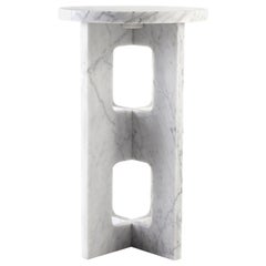 Custom Marble End Table, Carrara Honed