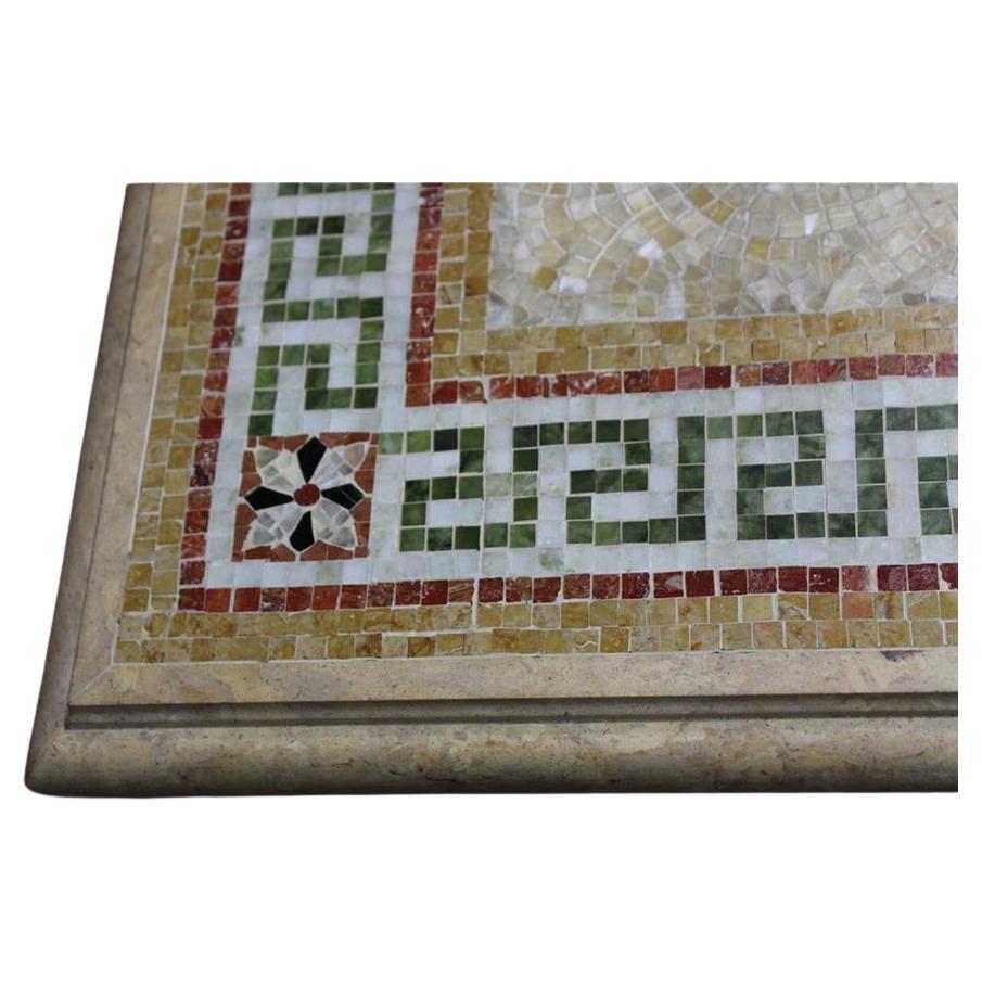 Neoclassical Custom Marble Mosaic Top Iron Dining Table in the Pompeiian Taste - Late 20th C For Sale