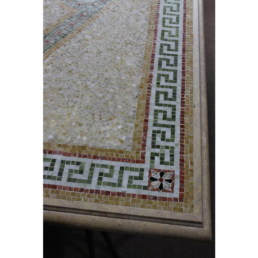 American Custom Marble Mosaic Top Iron Dining Table in the Pompeiian Taste - Late 20th C For Sale