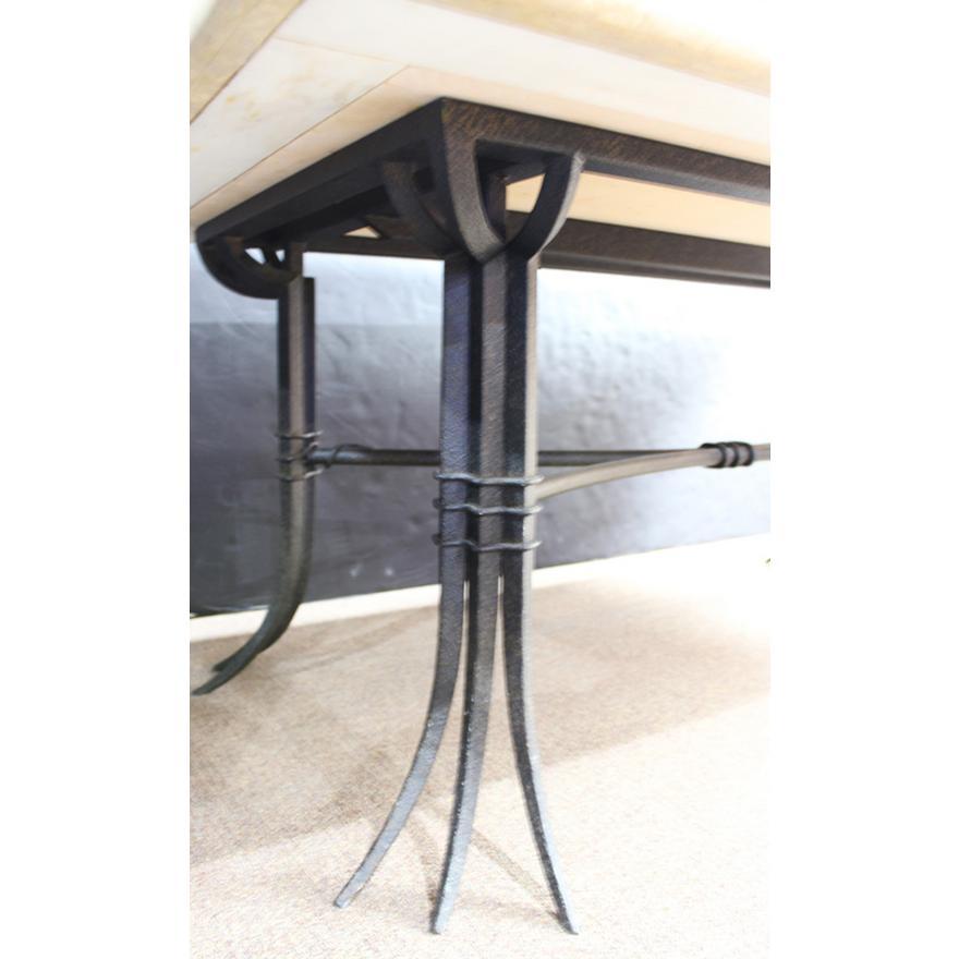 Forged Custom Marble Mosaic Top Iron Dining Table in the Pompeiian Taste - Late 20th C For Sale
