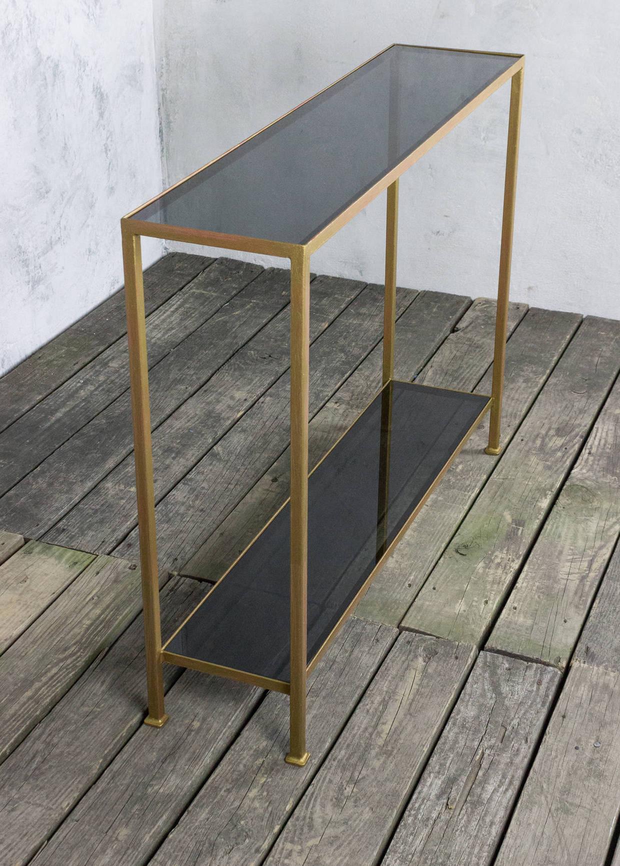American Marcelo Console with Grey Glass For Sale