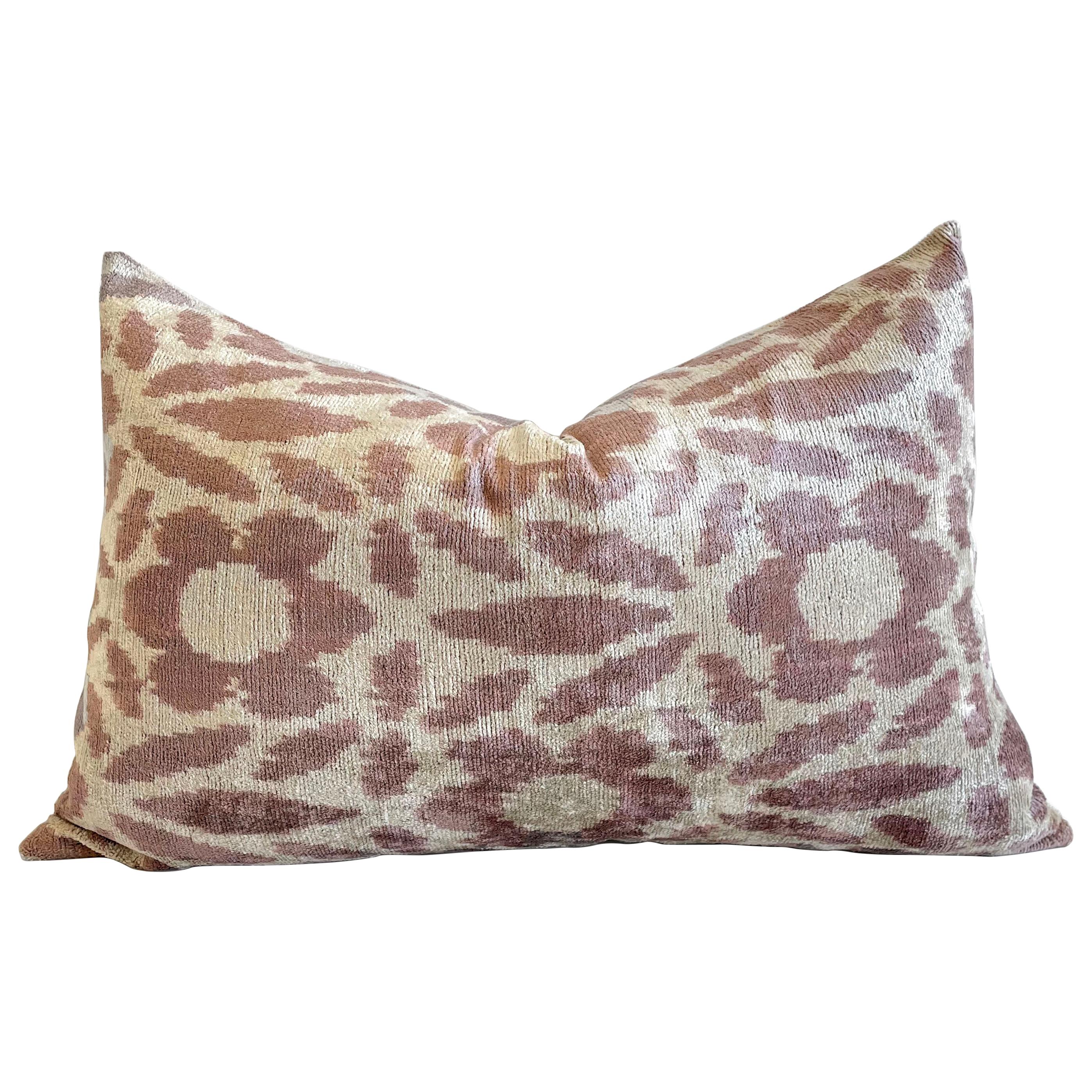 Custom Mauve and Natural Silk Velvet Pillow with Insert