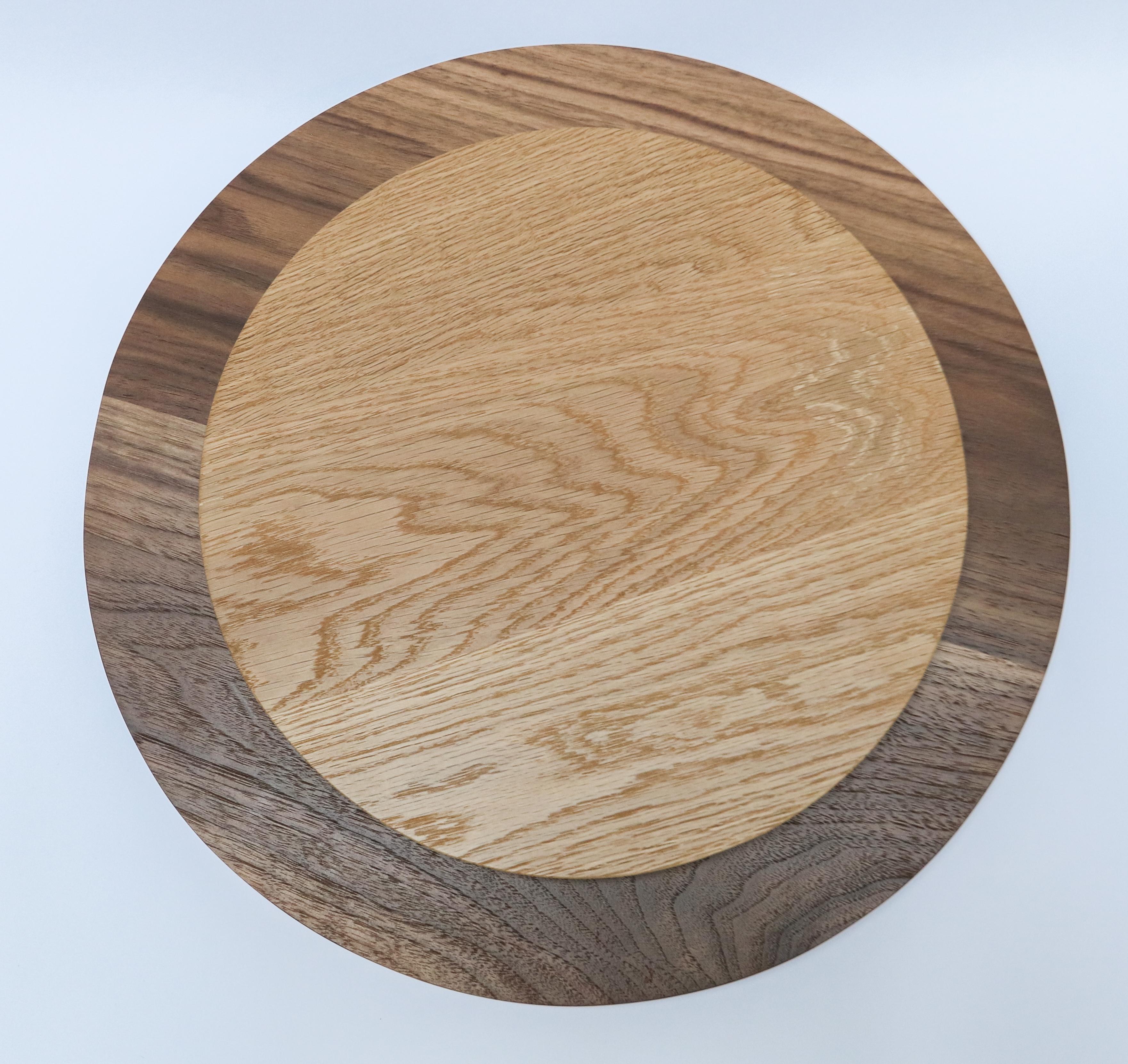 Custom Medium Round Serving Board in Walnut by Adesso Imports For Sale 1