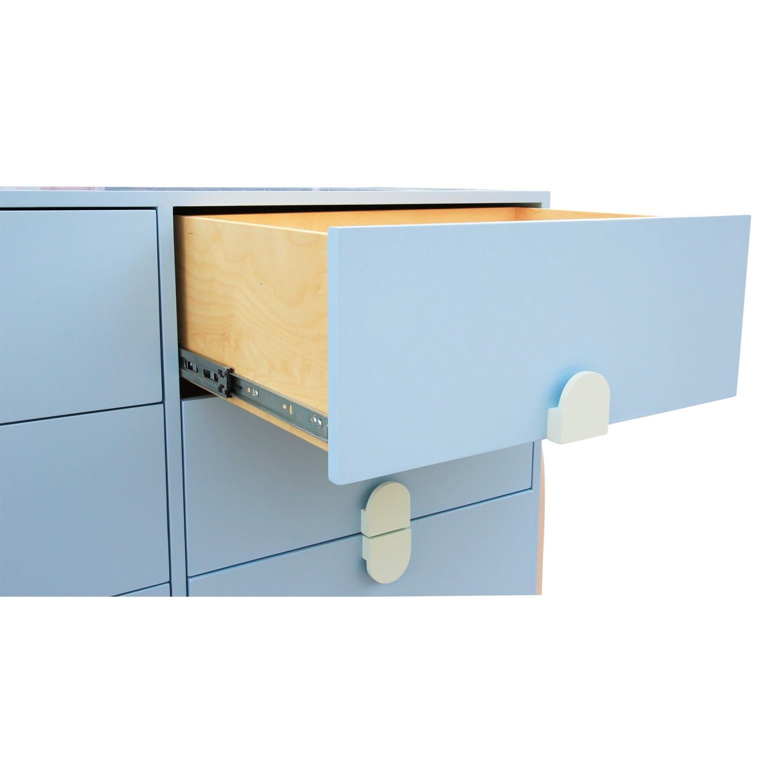 Post-Modern Custom Memphis Style Pastel 6 Drawer Post Modern Dresser / Chest