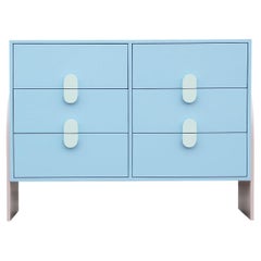 Custom Memphis Style Pastel 6 Drawer Post Modern Dresser / Chest