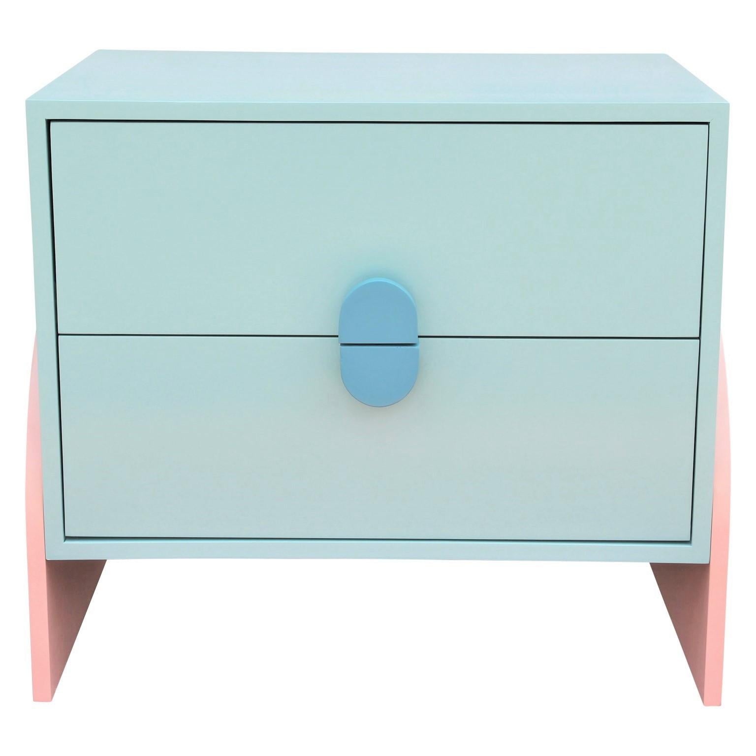 Custom Post-Modern Light Blue and Pink Night Stands by Reeves Design + Art