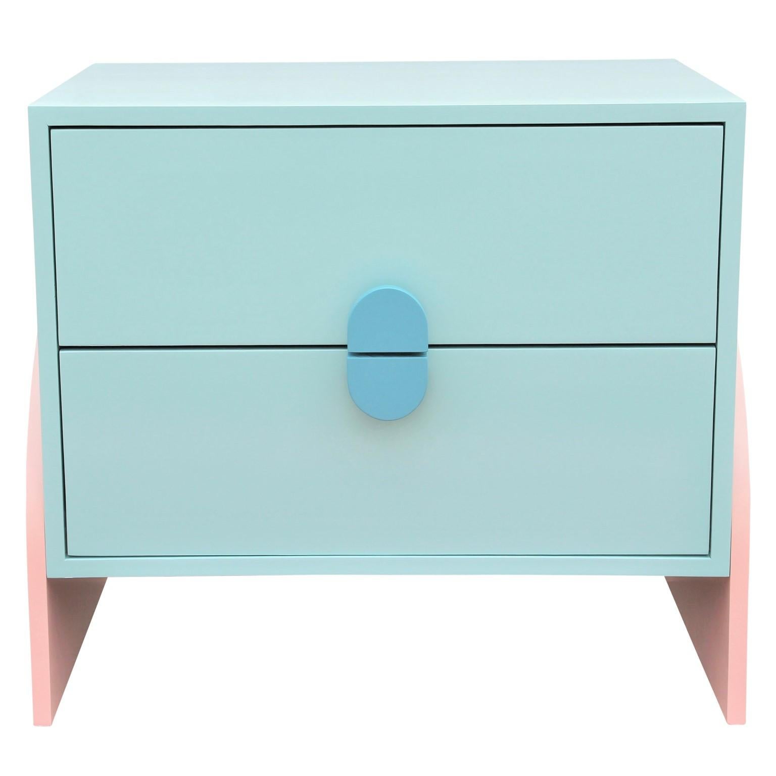 Contemporary Custom Post-Modern Light Blue and Pink Night Stands
