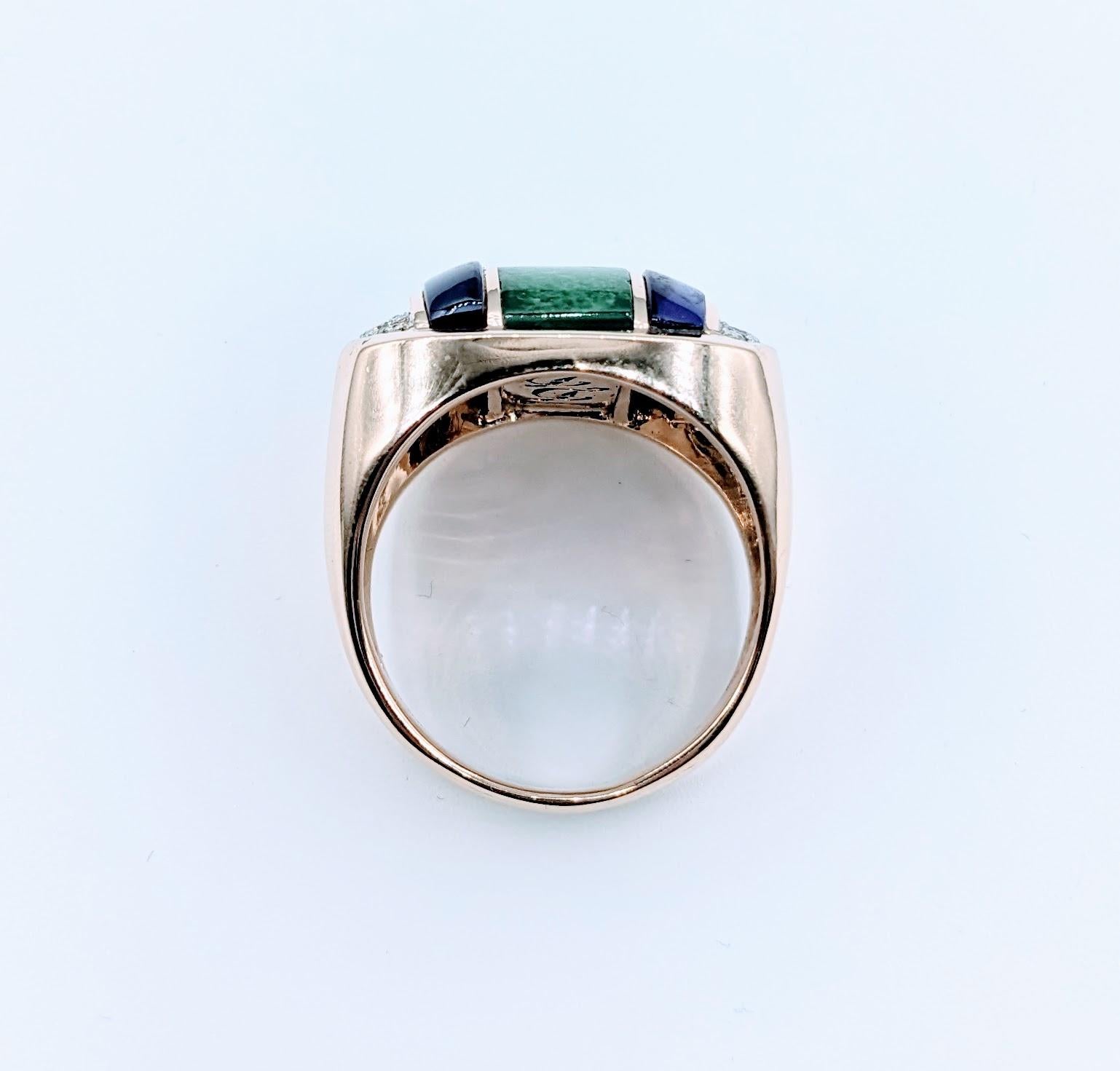 Custom Mens Turquoise, Amethyst & Diamond Ring For Sale 1