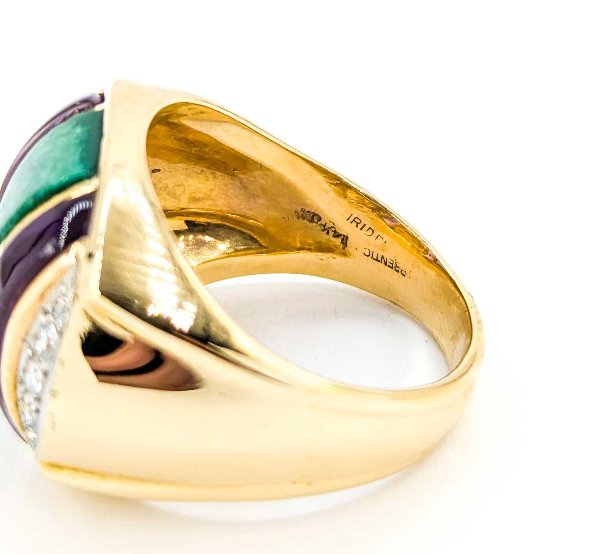 Custom Mens Turquoise, Amethyst & Diamond Ring For Sale 1
