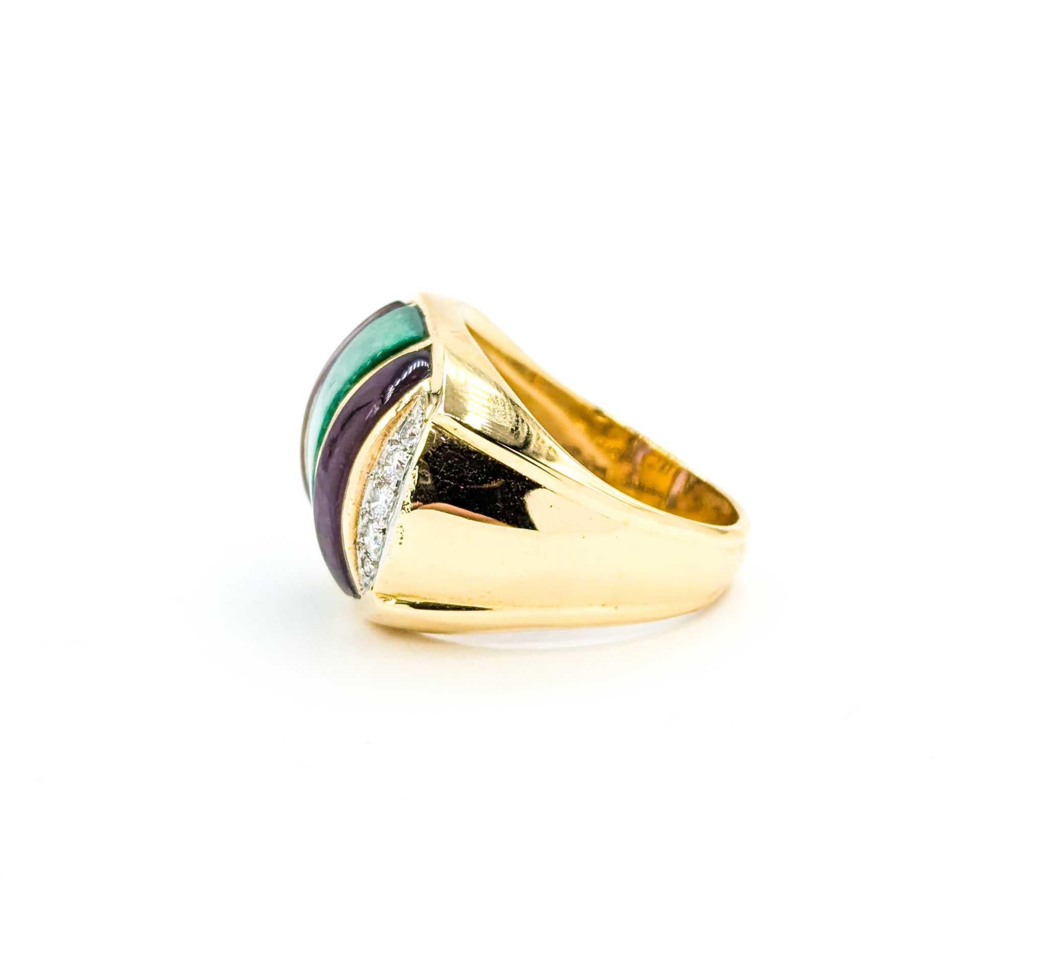 Custom Mens Turquoise, Amethyst & Diamond Ring For Sale 2
