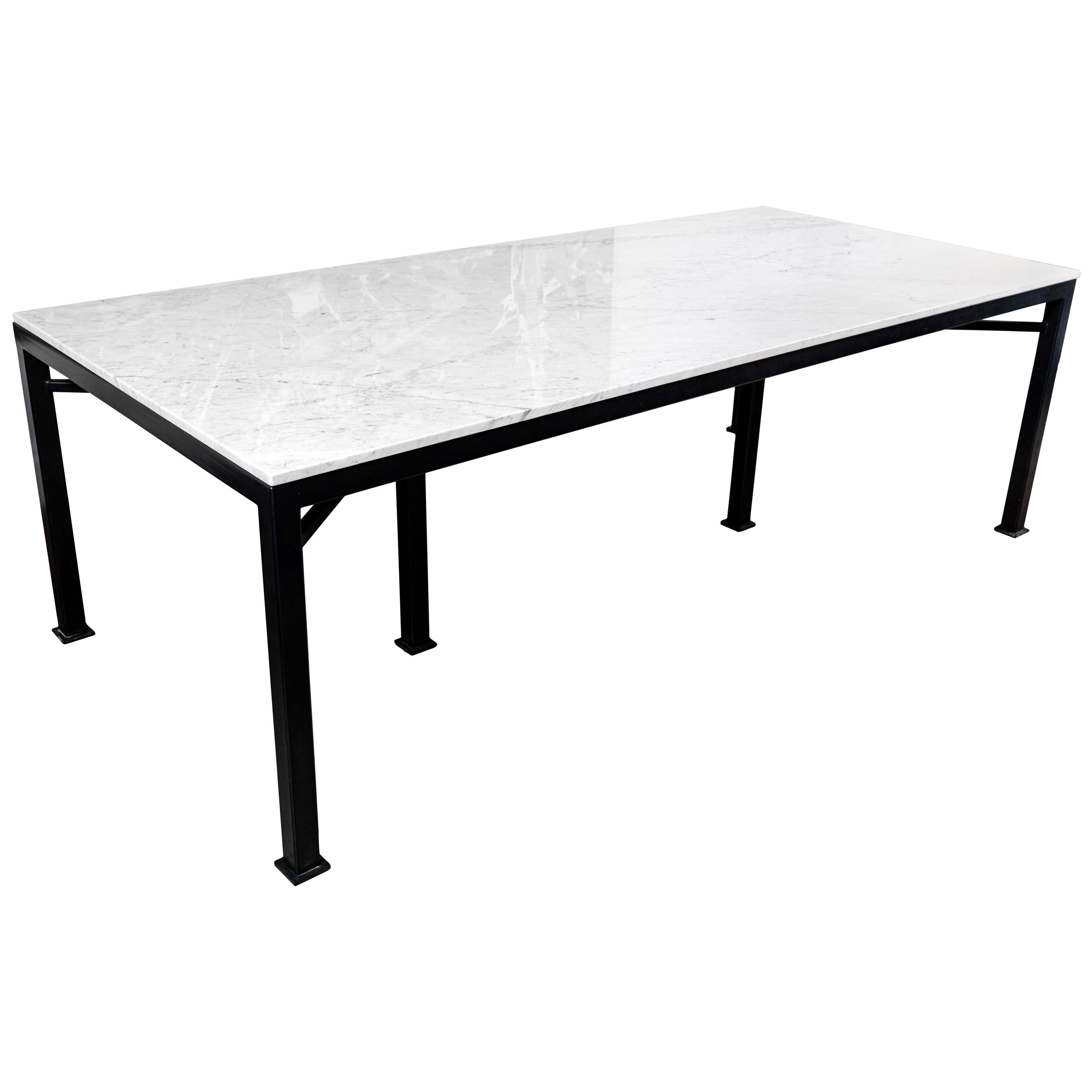 Custom Metal and Carrara Marble Dining Table