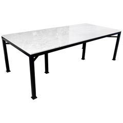 Used Custom Metal and Carrara Marble Dining Table