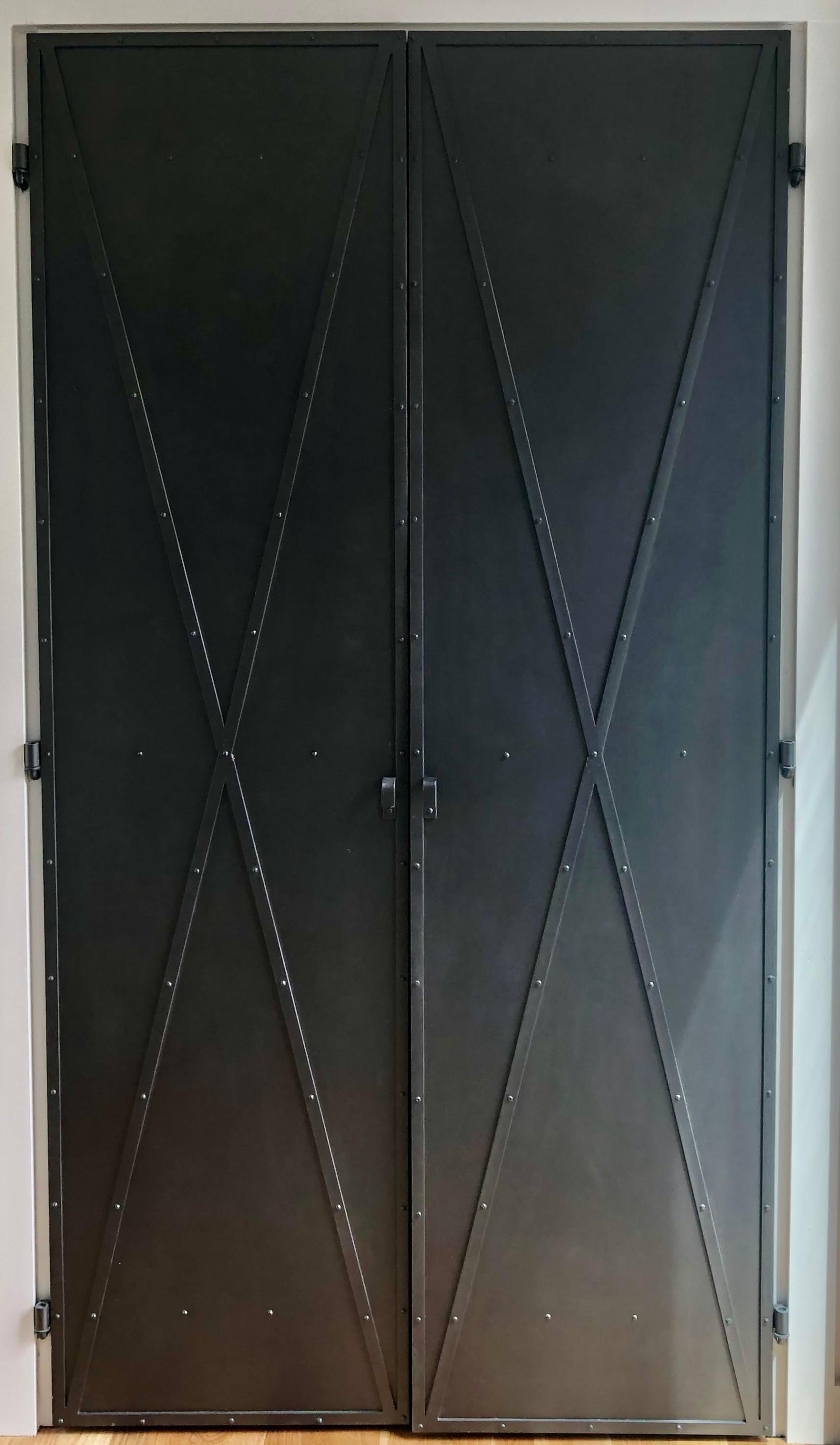 Make it the size you need. Add interest and character to your next new building or renovation project. These neoclassical style doors are made of steel. Other finishes available. 
These particular doors are 21