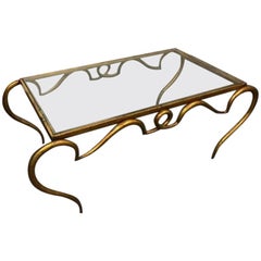 Custom Metal Gold Finish and Glass Top Coffee Table Custom Metal Gold Finish and Glass Top Coffee Table