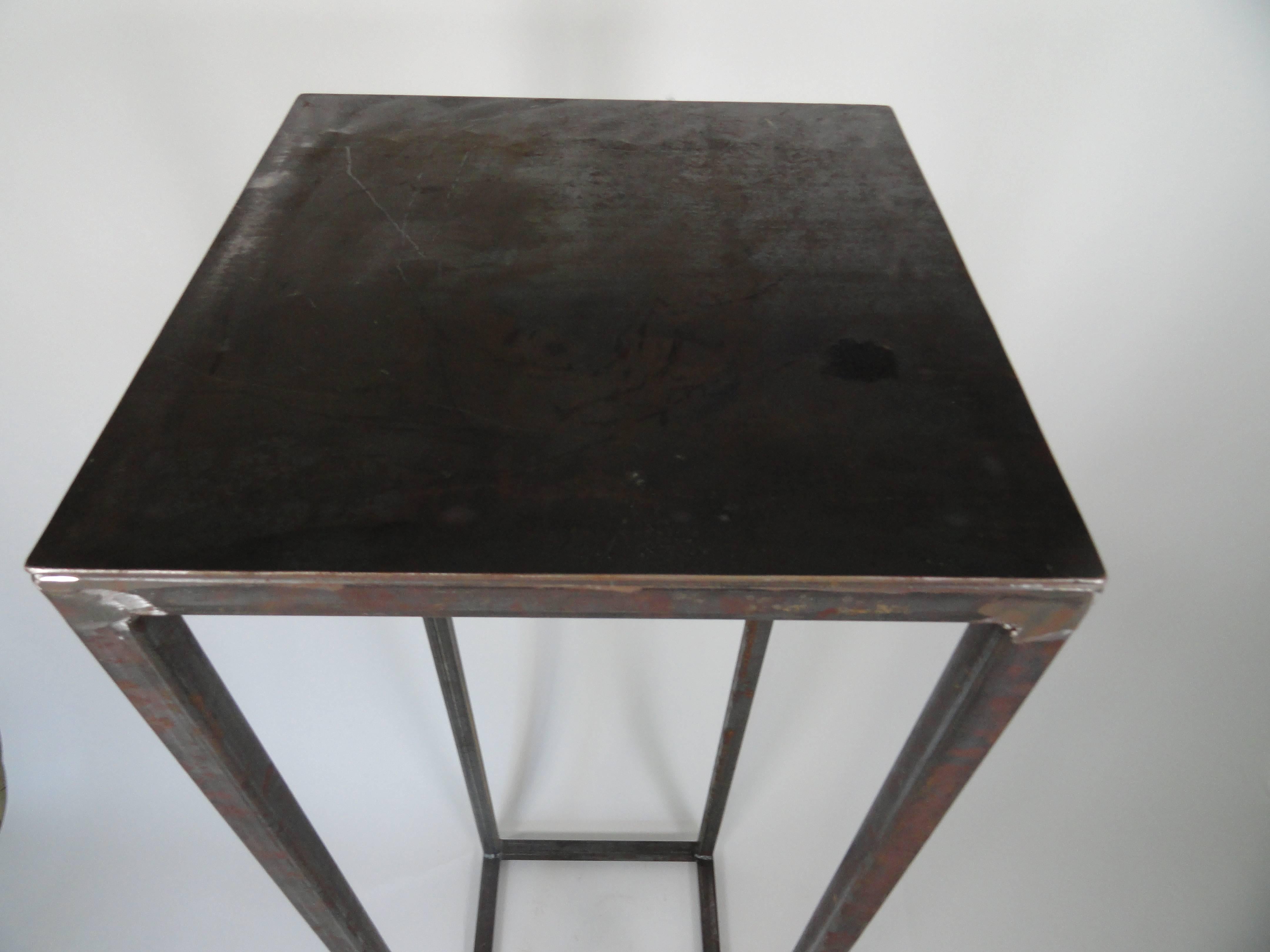 Custom Metal Pedestal in Natural Finish In Excellent Condition For Sale In West Palm Beach, FL