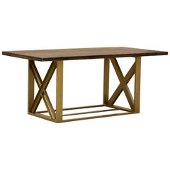 Custom Metallic Gold Dining Table with Maple Top