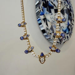 Custom Michael Sherman 18K Gold Natural Tanzanite and Diamond Necklace