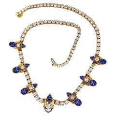 Custom Michael Sherman 18K Gold Natural Tanzanite and Diamond Necklace