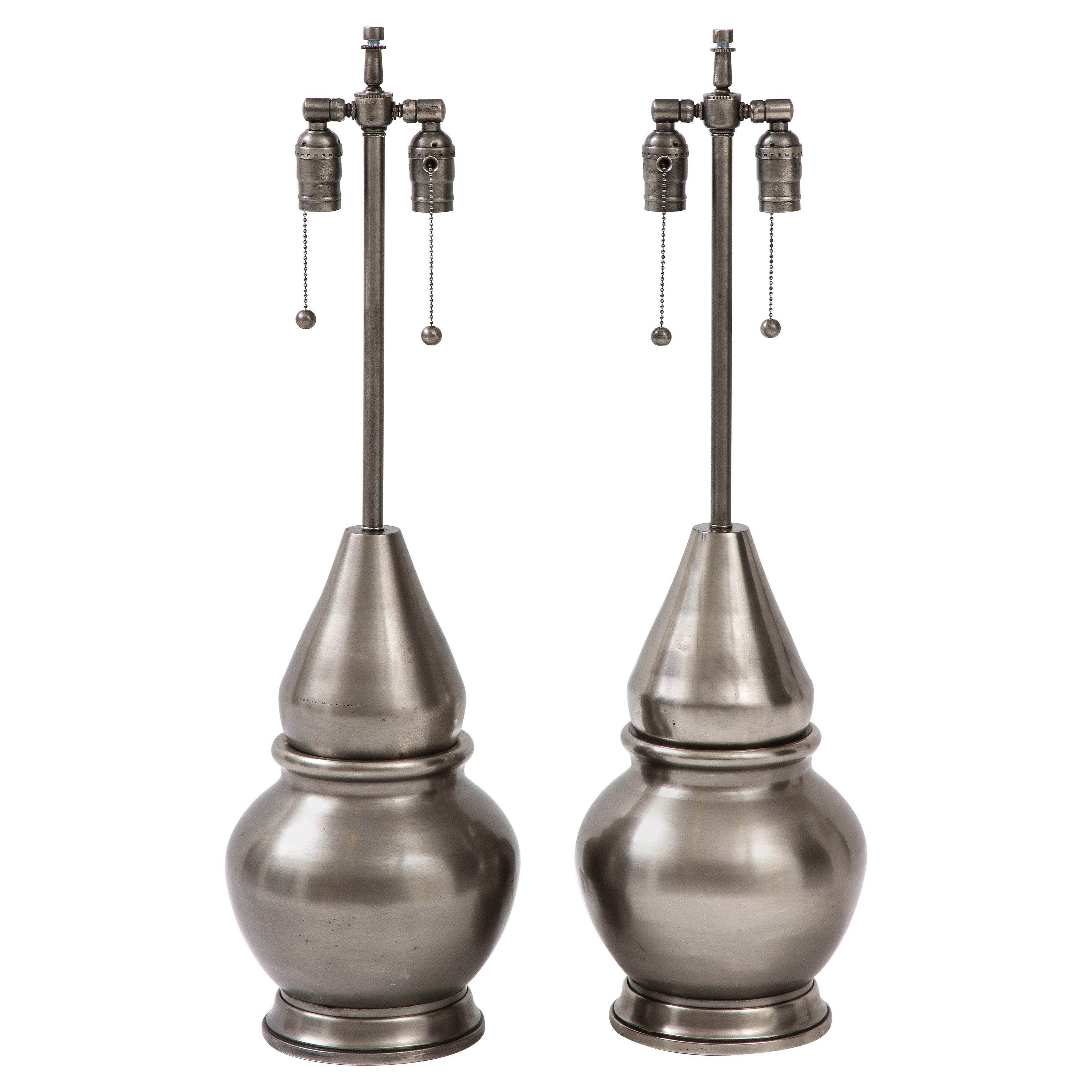 Lampes à tourelle en métal armé, personnalisées, du milieu du siècle