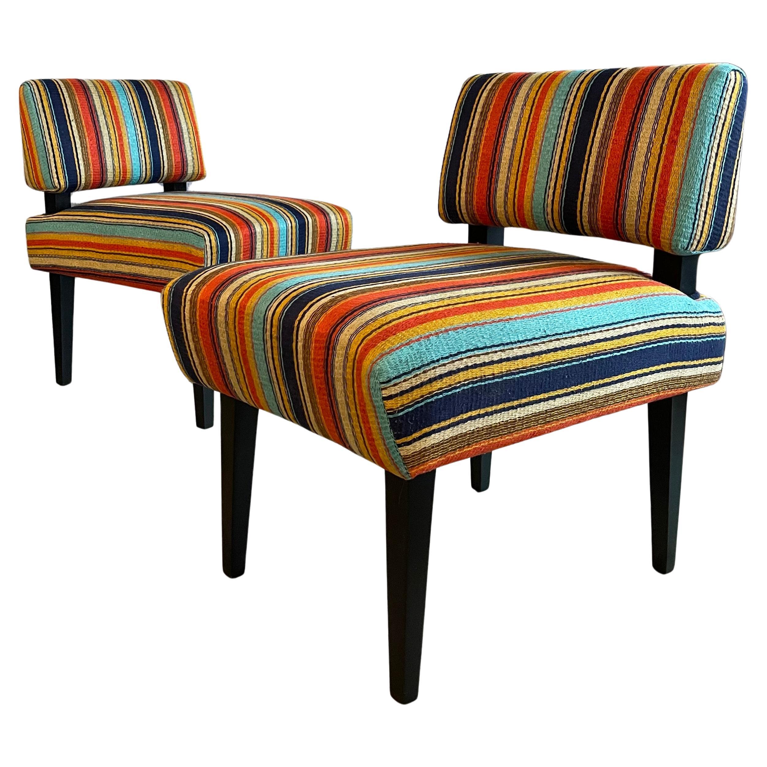 Custom Mid-Century Modern Style Slipper Chairs By cityFoundry For Sale