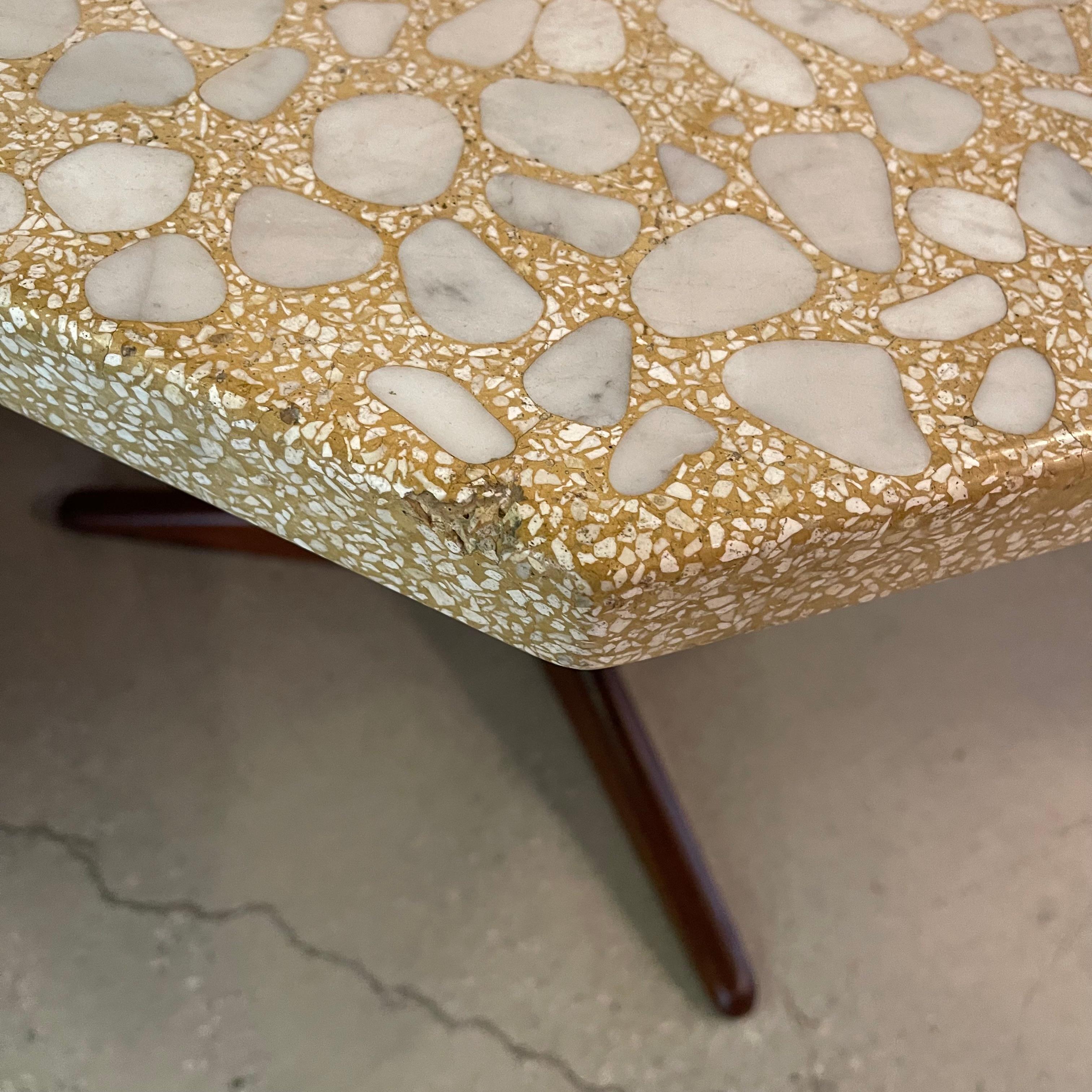 Mosaic Custom Mid Century Modern Terrazzo Pedestal Side Table By Harvey Probber 