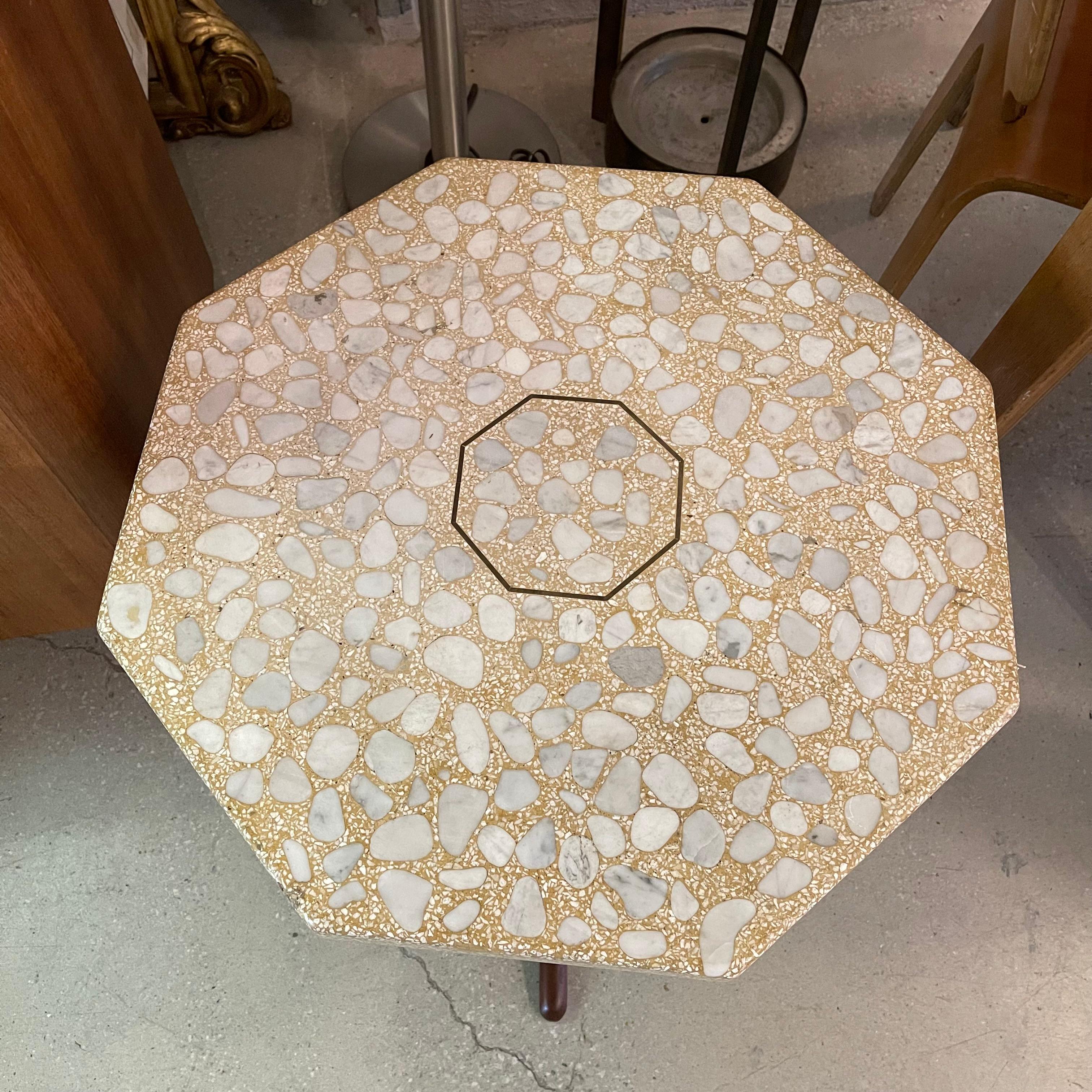 Custom Mid Century Modern Terrazzo Pedestal Side Table By Harvey Probber  In Good Condition In Brooklyn, NY