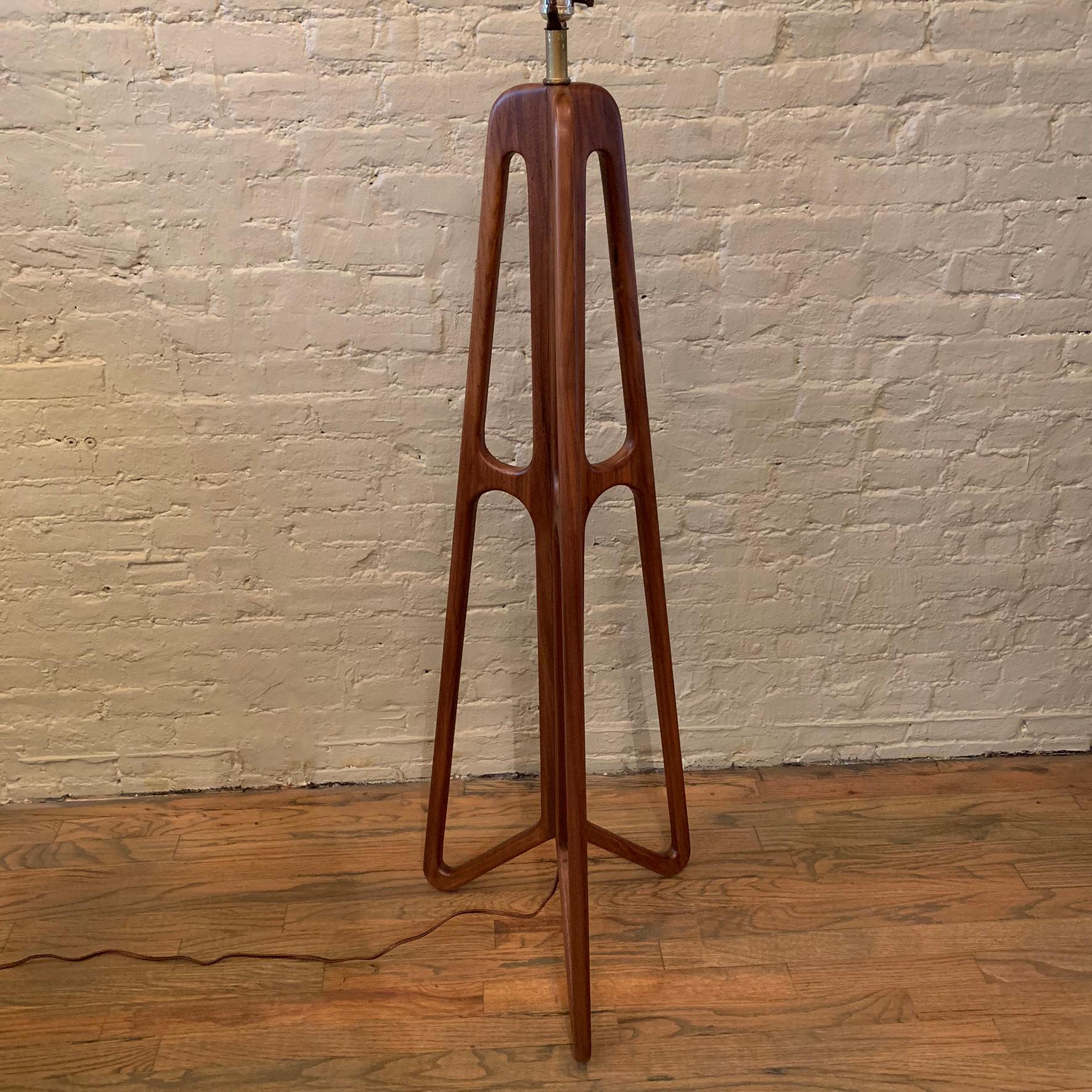 Brass Custom Mid-Century Modern Walnut Butterfly Floor Lamp