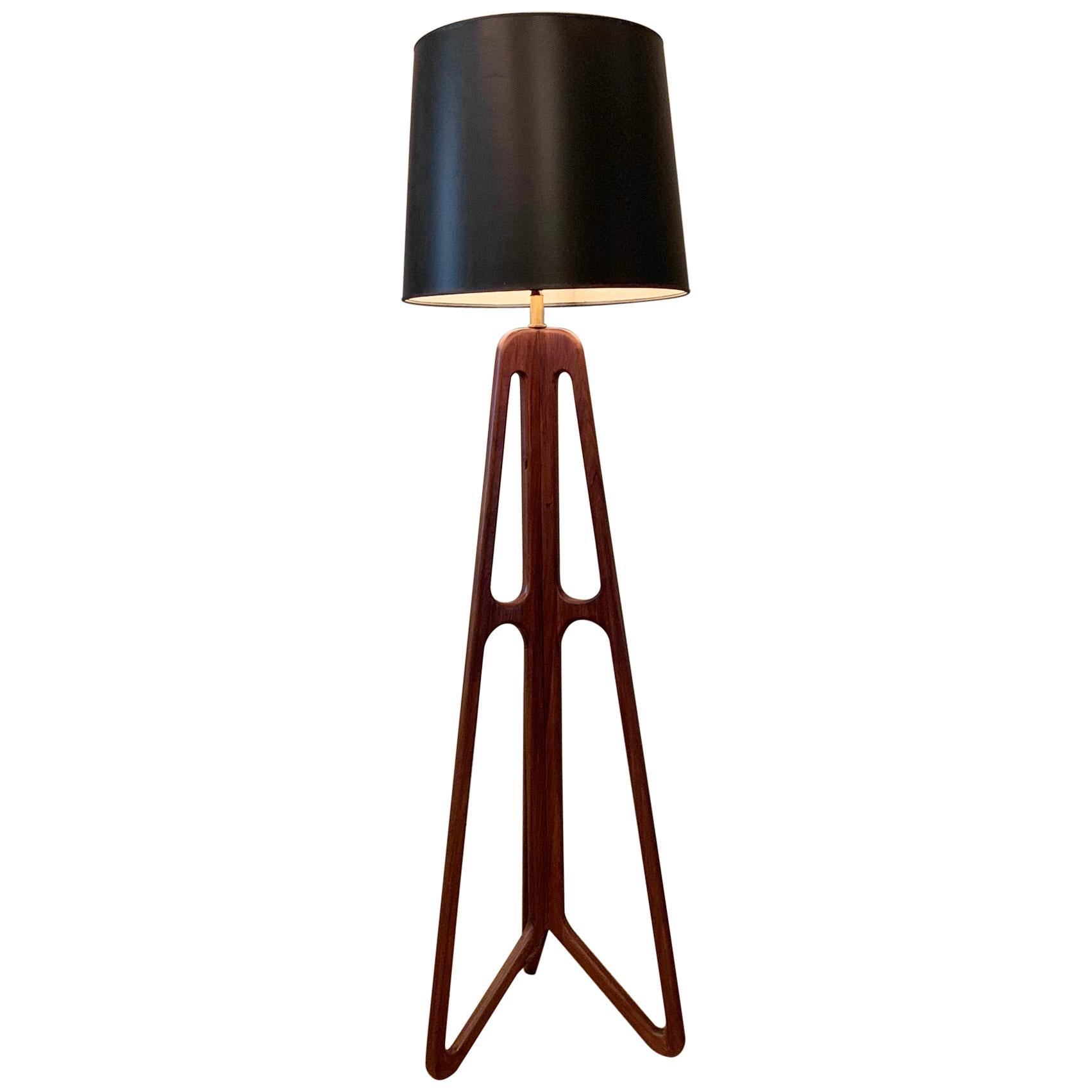 Custom Mid-Century Modern Walnut Butterfly Floor Lamp